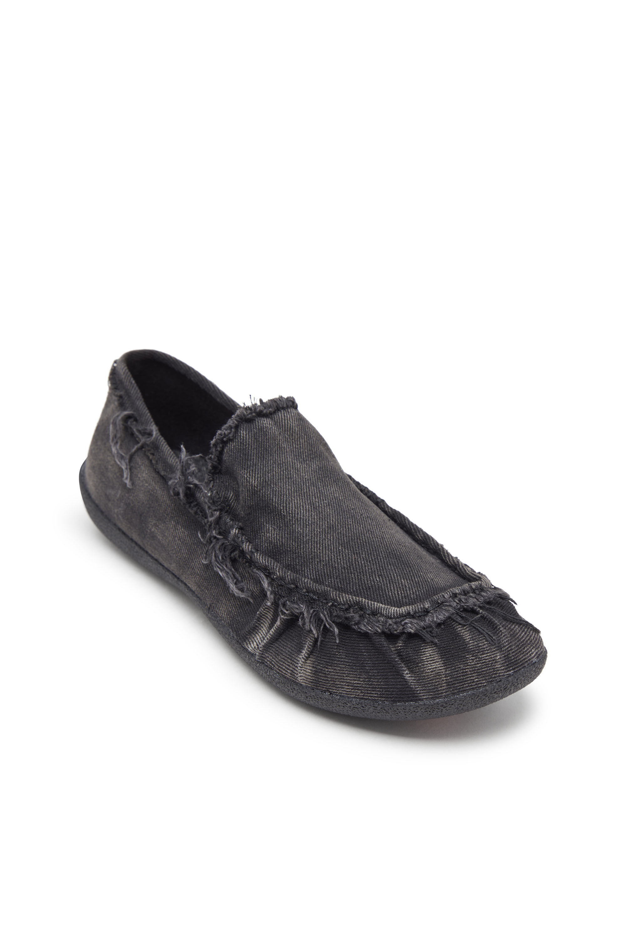 Diesel - D-SHOCK MOC, Male's D-Shock-Distressed denim loafers in Black - 6