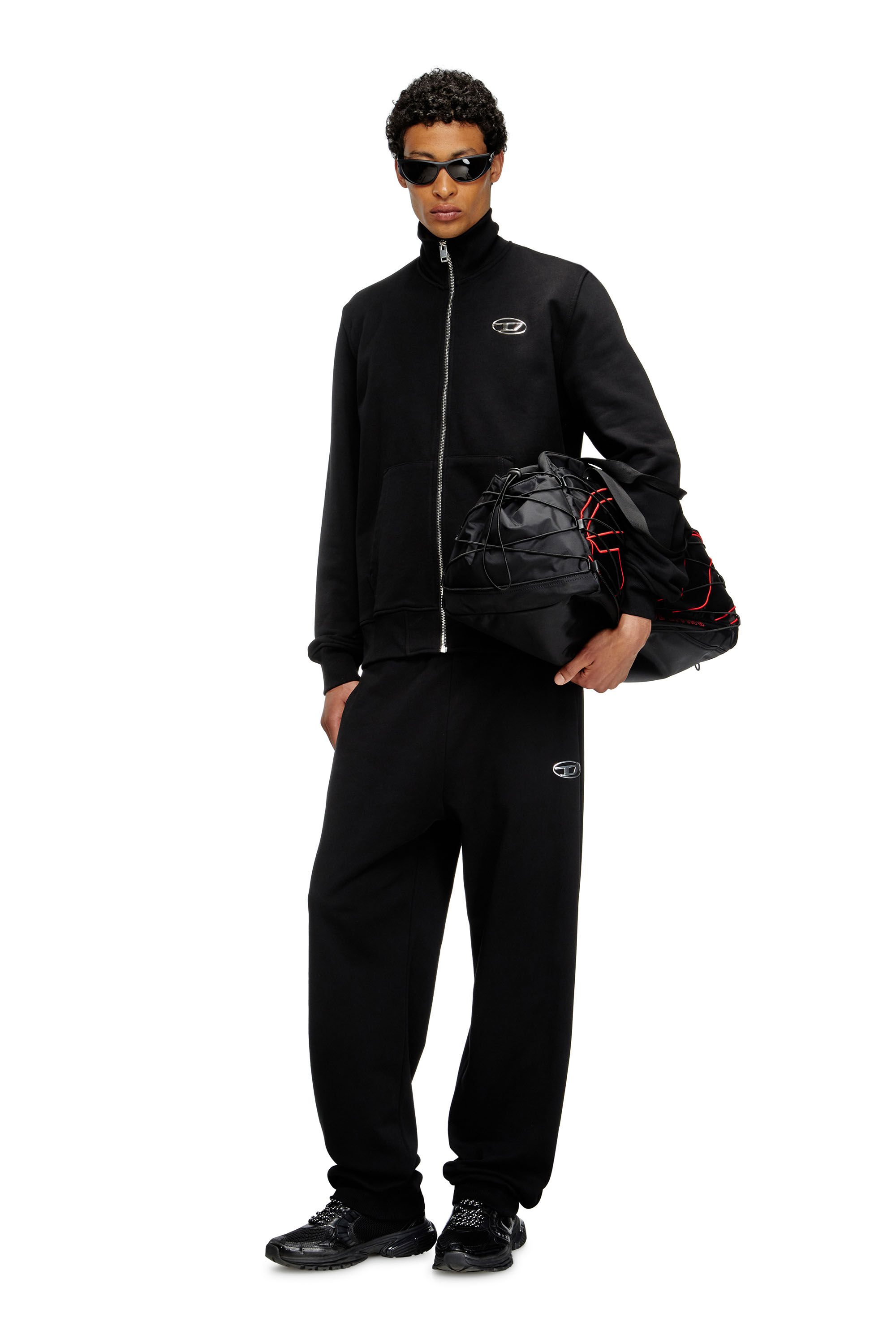 Diesel - P-MARKY-OD, Pantalon de survêtement avec logo Oval D effet métal Homme in Noir - 1