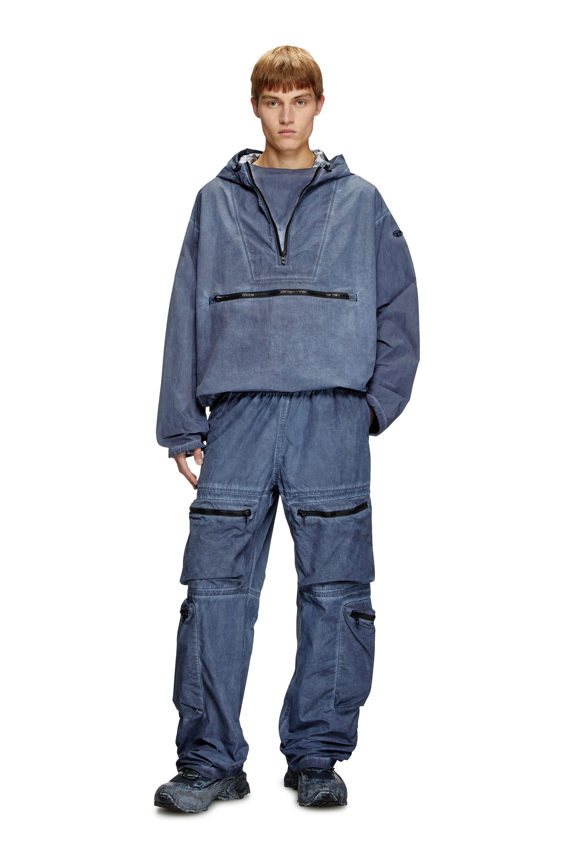 Diesel - J-NOODE-A, Male's Packable hooded anorak jacket in Blue - 1