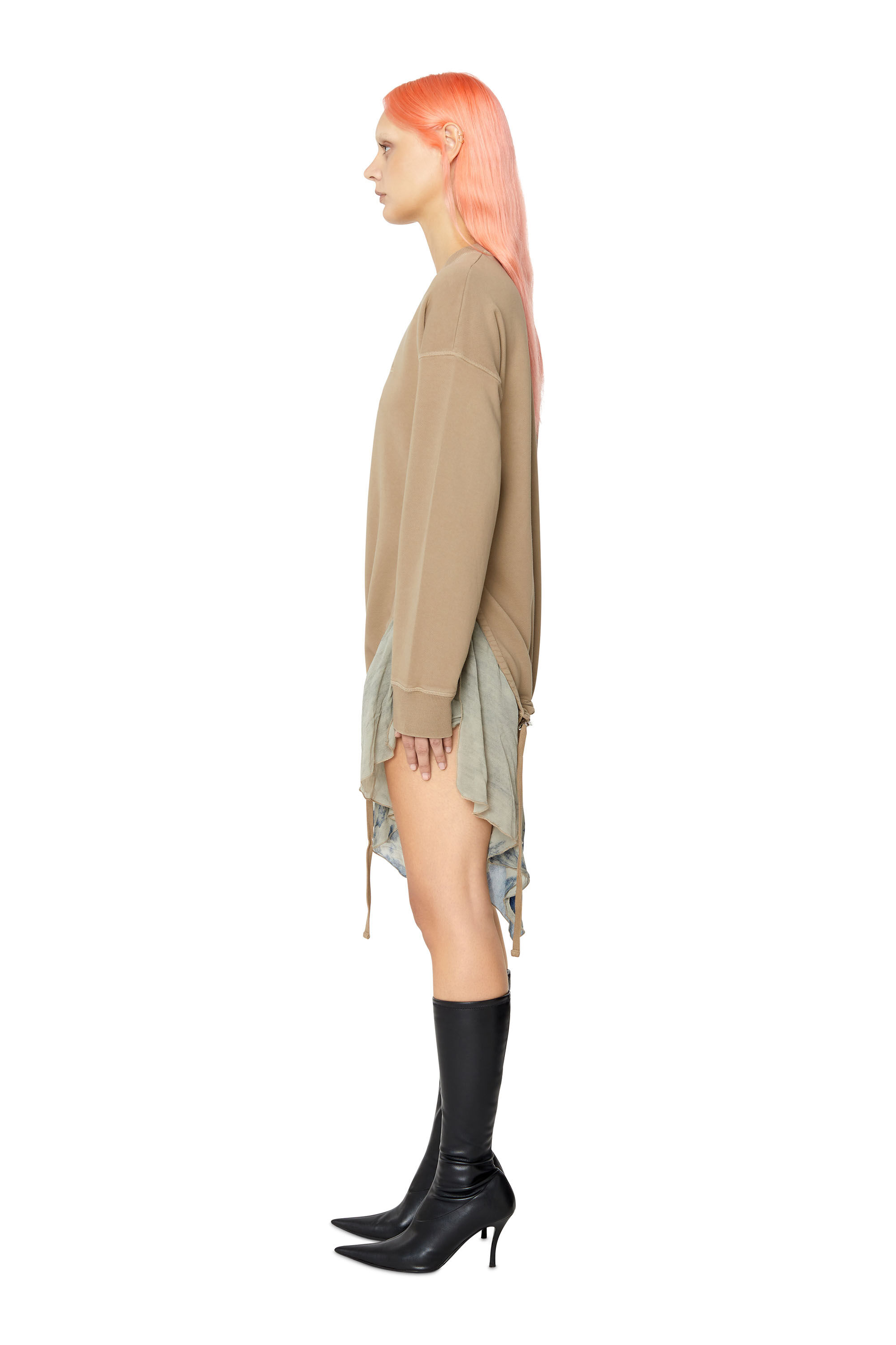 D ROLLY Woman Sweatshirt dress with chiffon hem Diesel