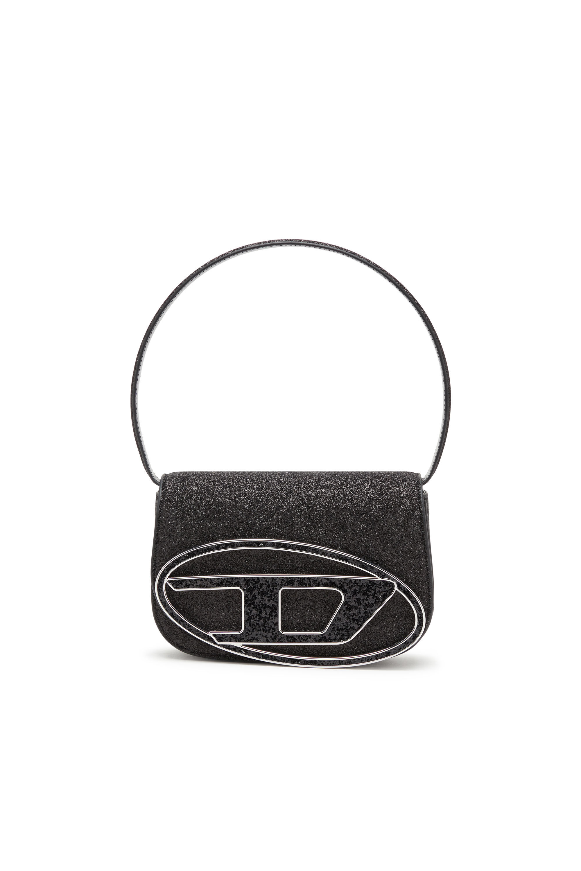 Women s 1DR Iconic shoulder bag in glitter fabric Black Diesel