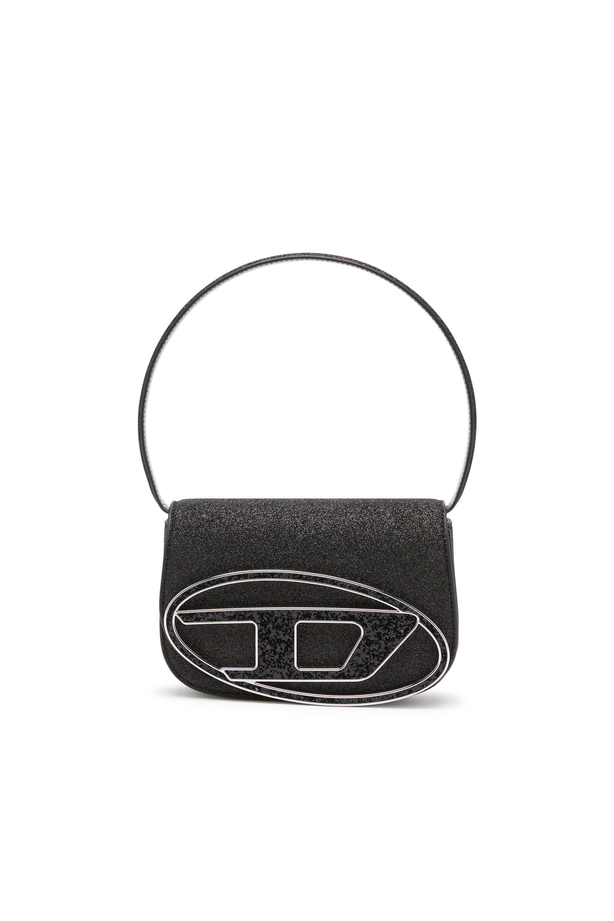 Diesel - 1DR, Female 1DR-Iconic shoulder bag in glitter fabric in Black - Image 1