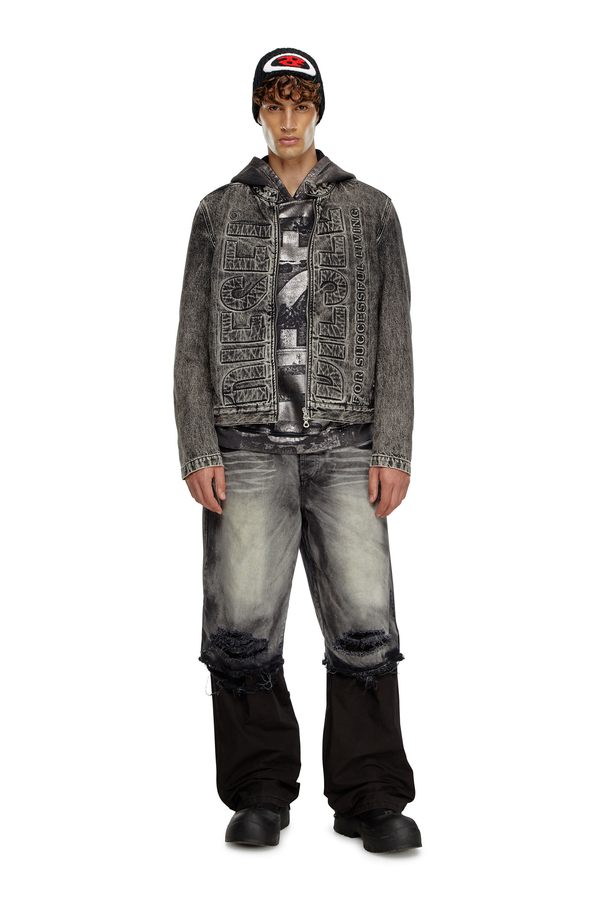 Black jean jacket with fur inside hotsell