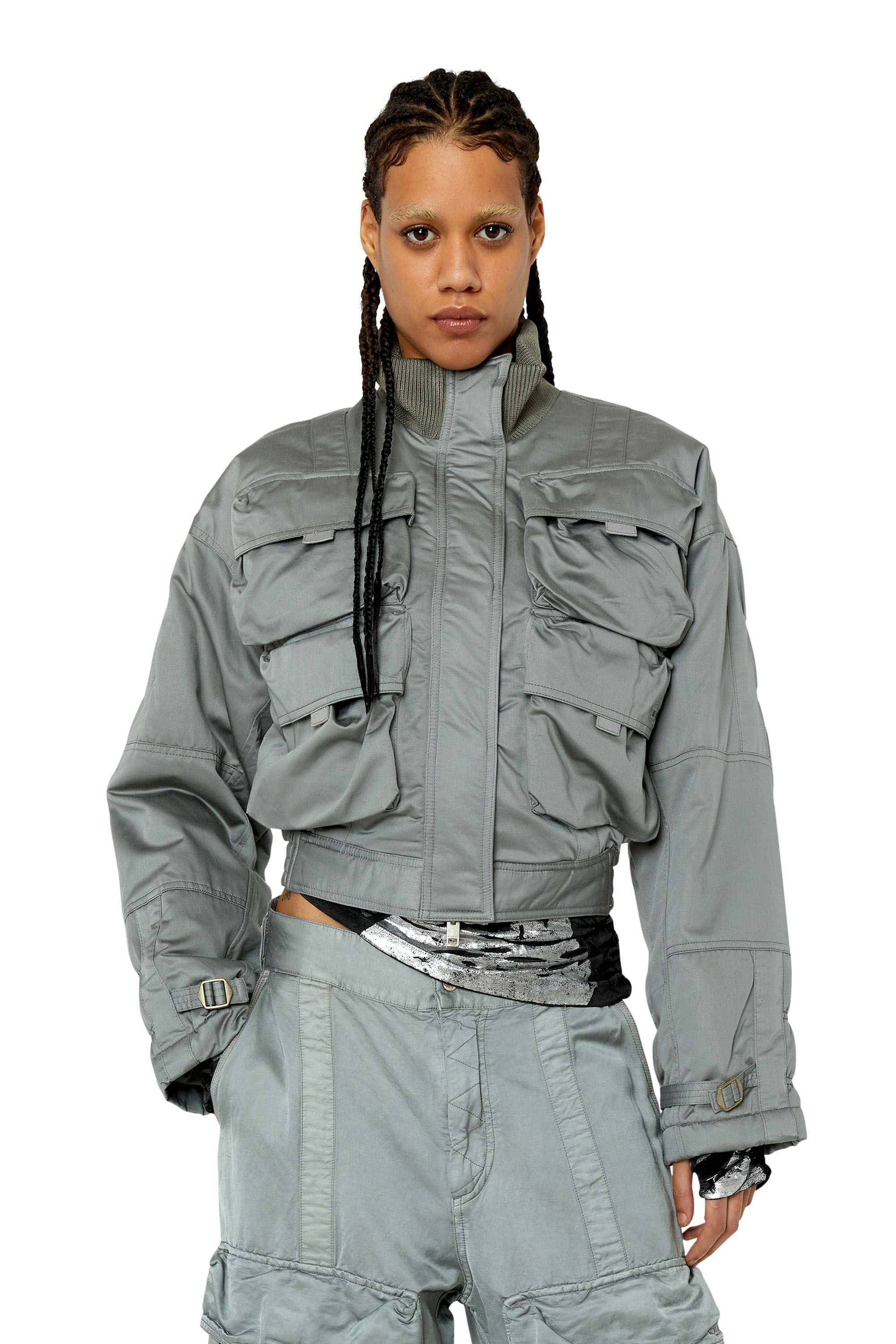 G MILA Woman Utility jacket in slub satin Diesel