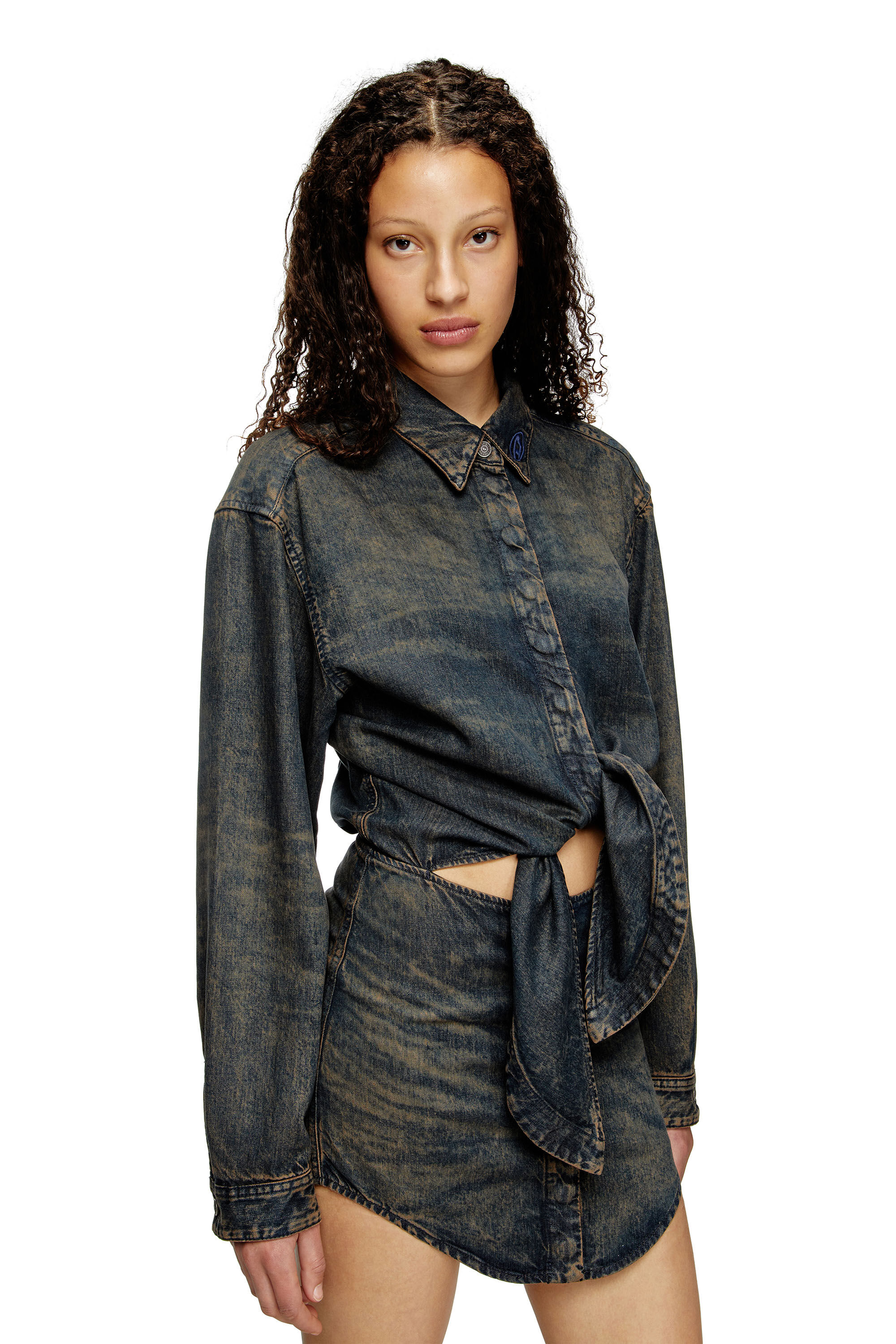 Diesel - DE-SUSAN-S, Female's Dress in fluid denim in Dark Blue - 5