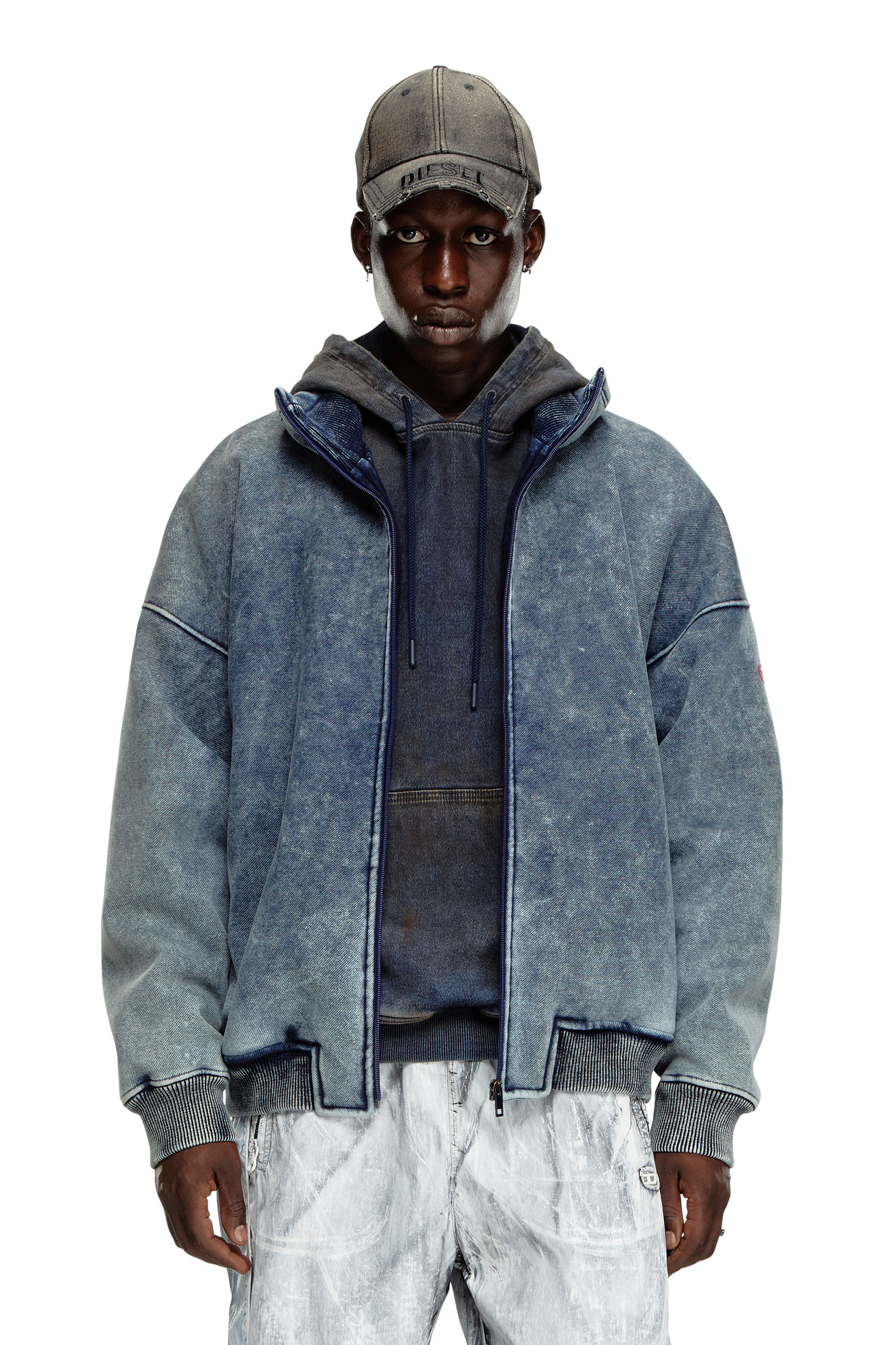 Diesel - S-BATEL, Male's Jacket in teddy-bonded jersey in Blue - 3