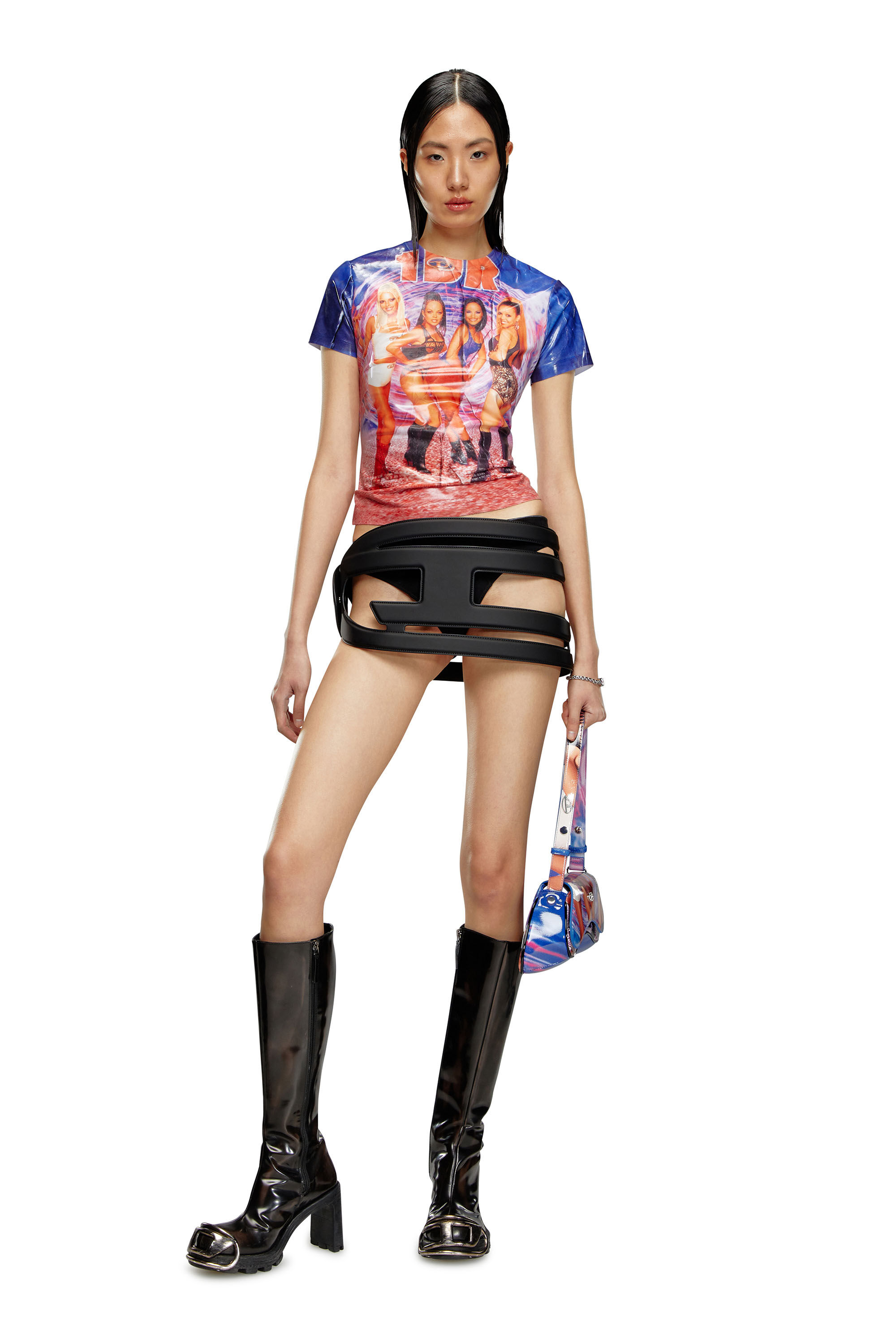 Women's T-shirt with creased Diesel film print | Multicolor Women's T-shirt with creased Diesel film print | Multicolor