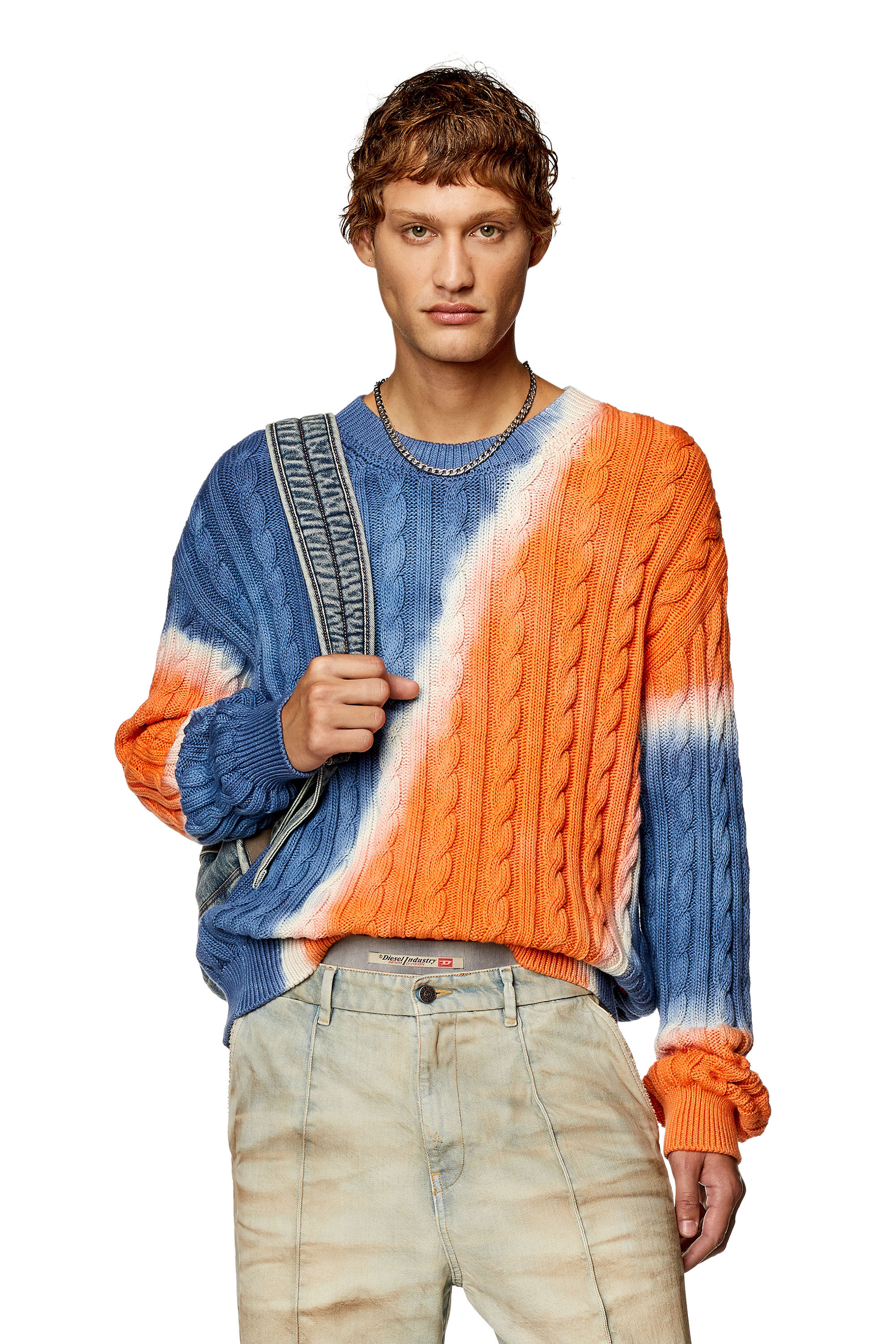 Men s Tie dye jumper in cable knit cotton K JANCI Diesel