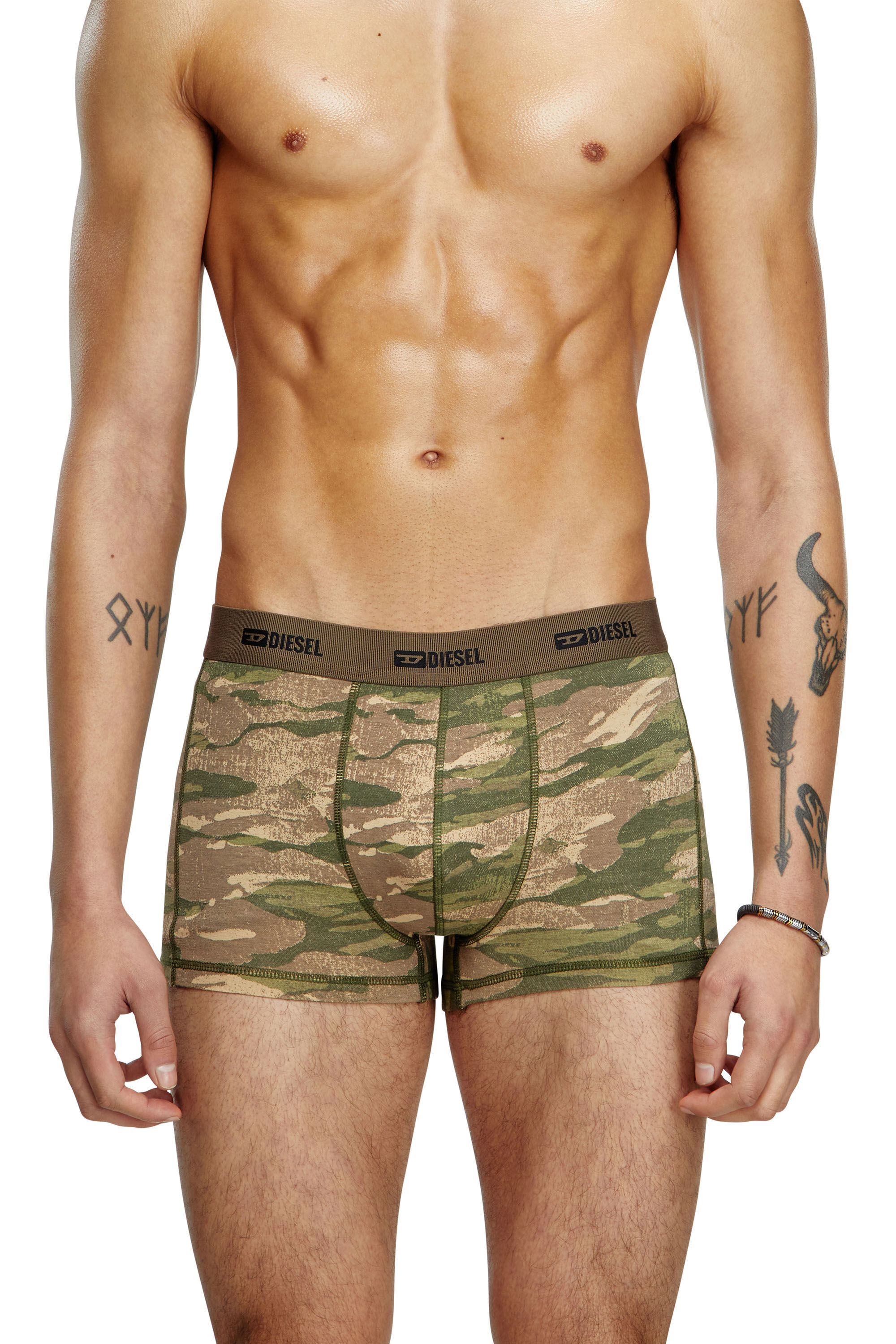 Diesel - DAMIEN-UTLT-3PACK, Male's 3-pack of boxer briefs plain and camo in Brown/Green - 1
