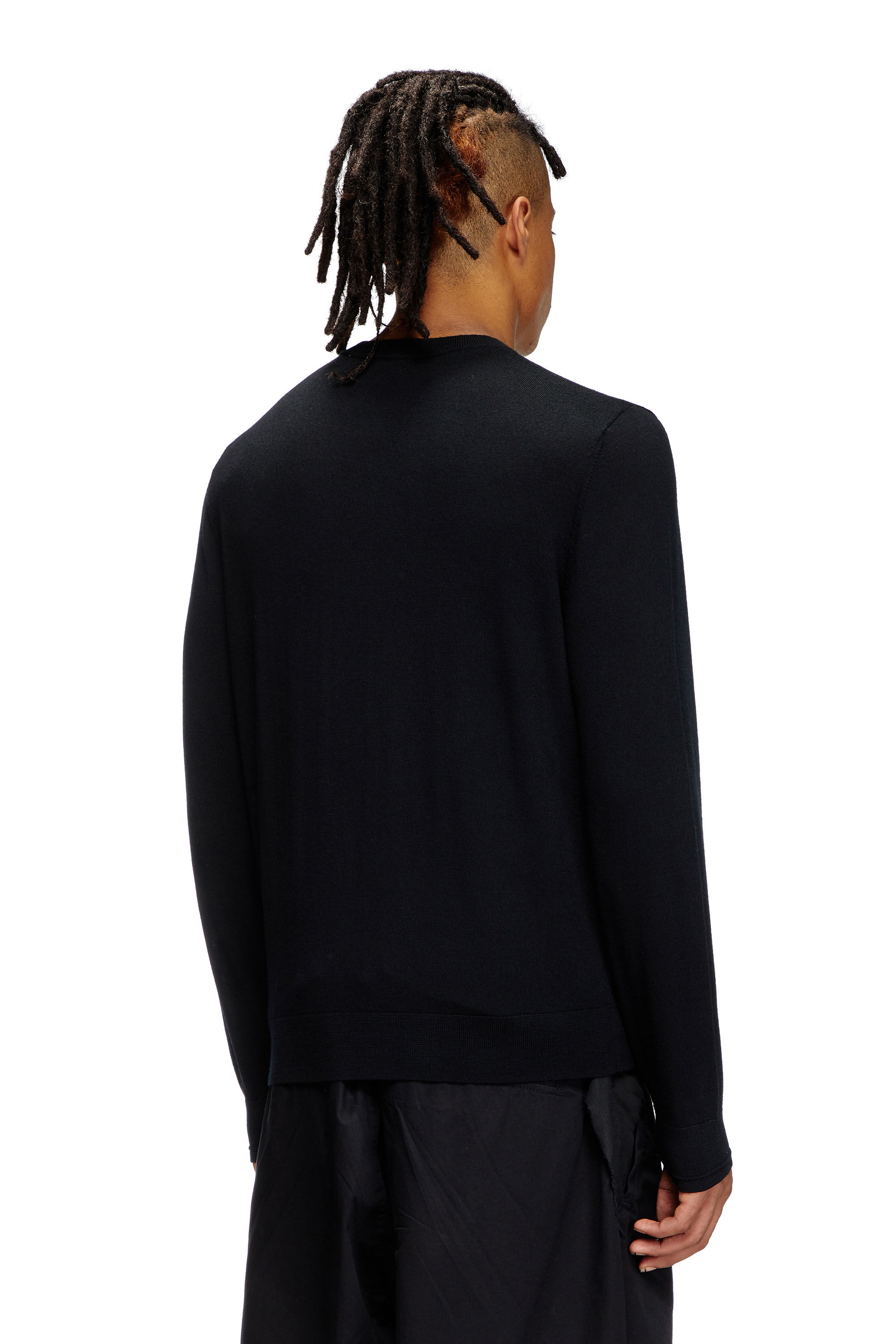 Diesel - K-VALIAM, Male's Wool jumper with cut-out logo in Black - 4