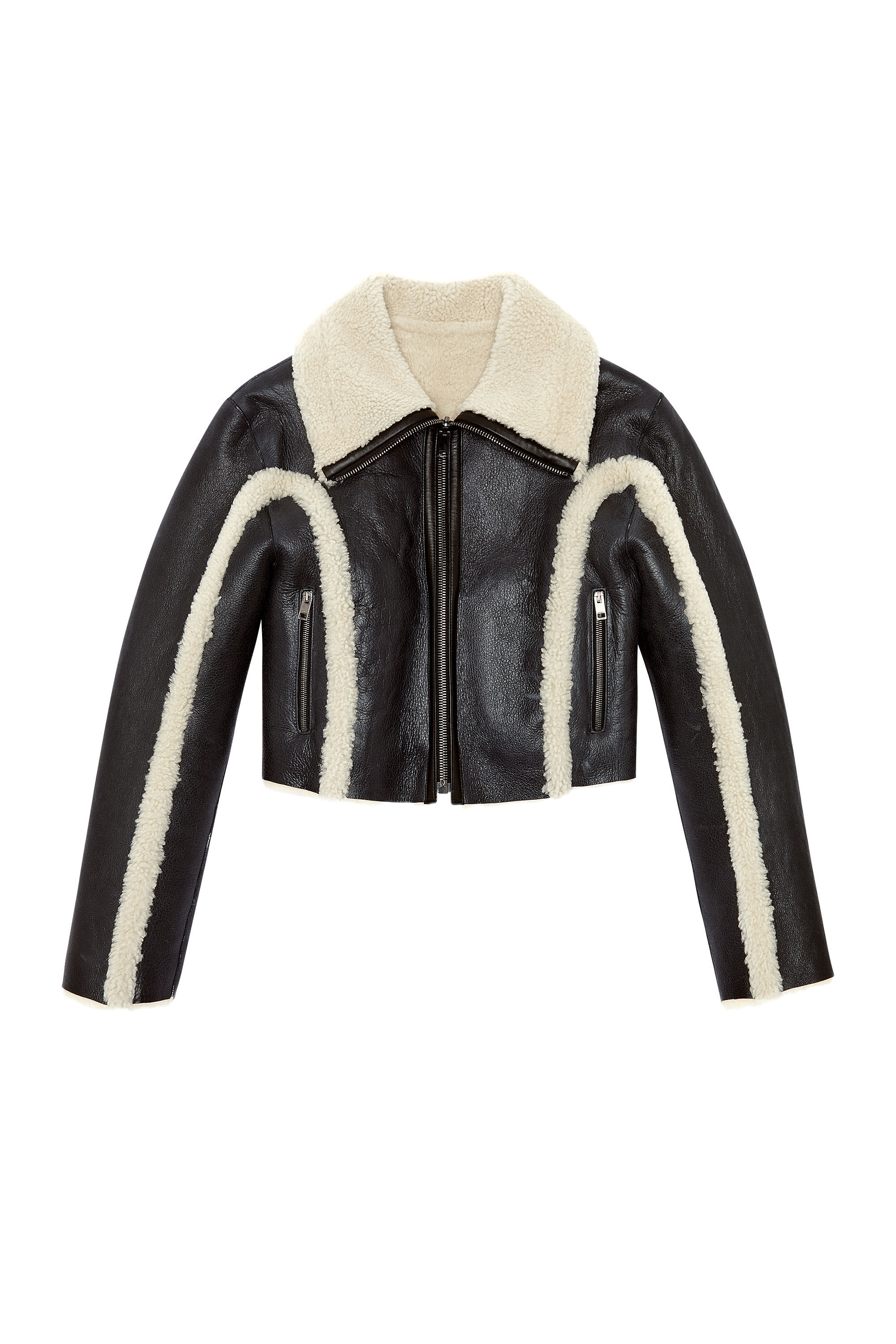 Women s Reversible colour block shearling jacket L KRITI Diesel