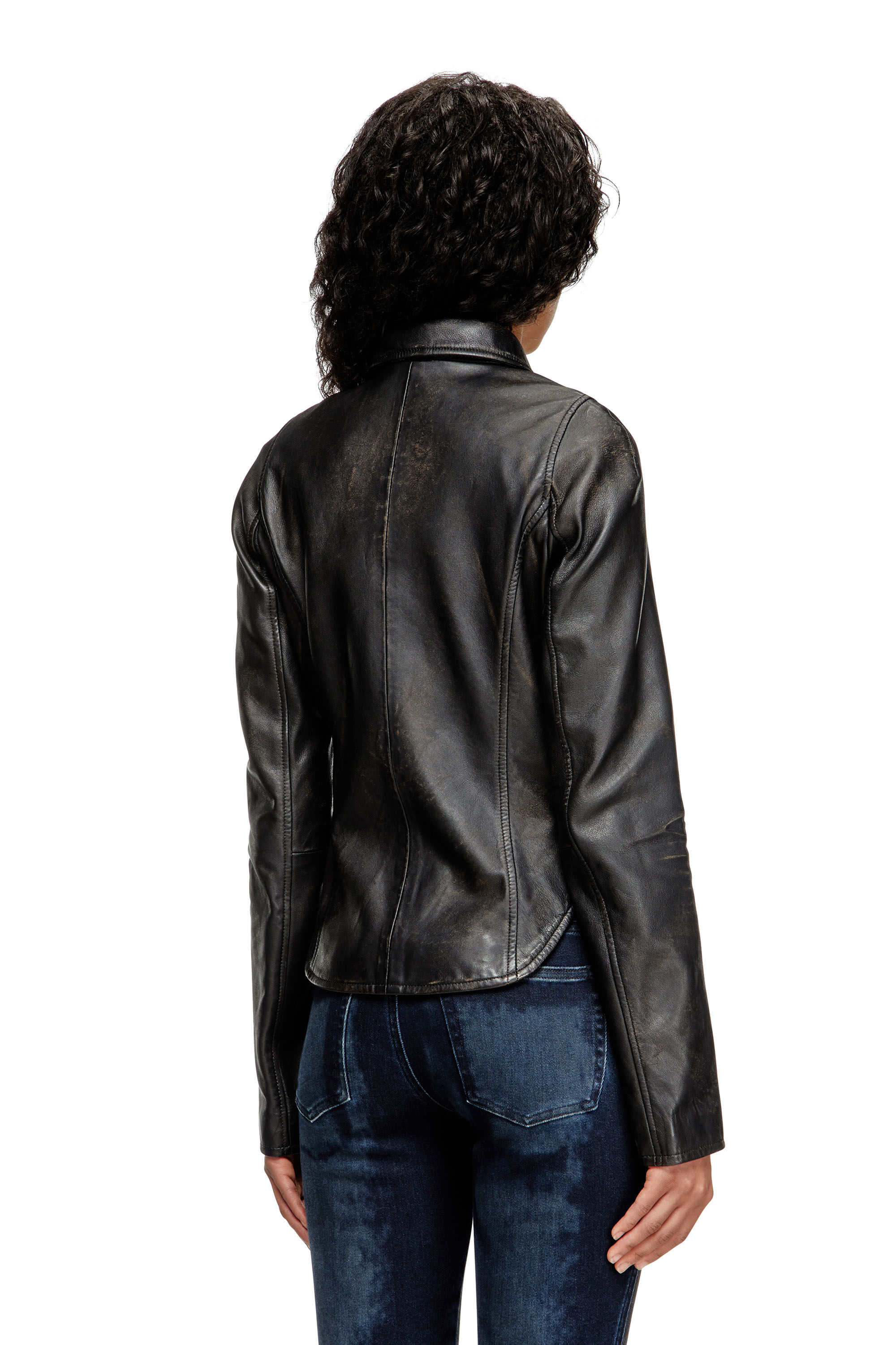 Diesel - L-EGRAD, Veste en cuir vieilli Femme in Noir - 5