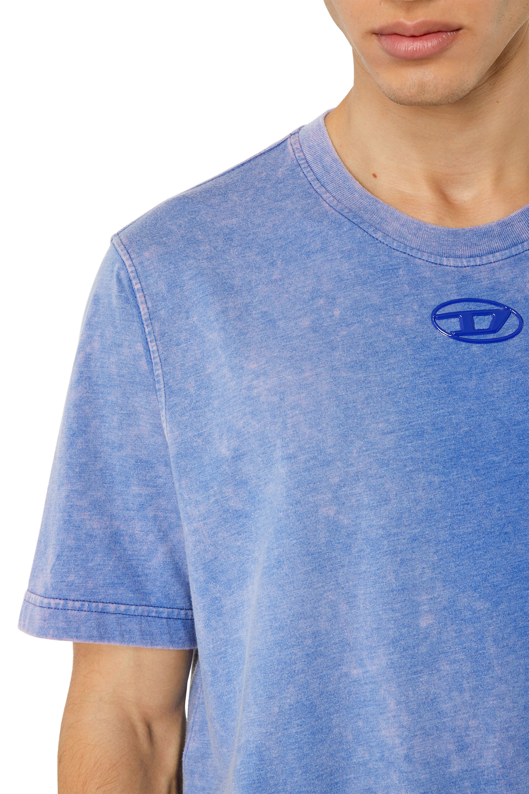 Diesel - T-JUST-G1, Male's T-shirt with whitened treatment in Blue - 4