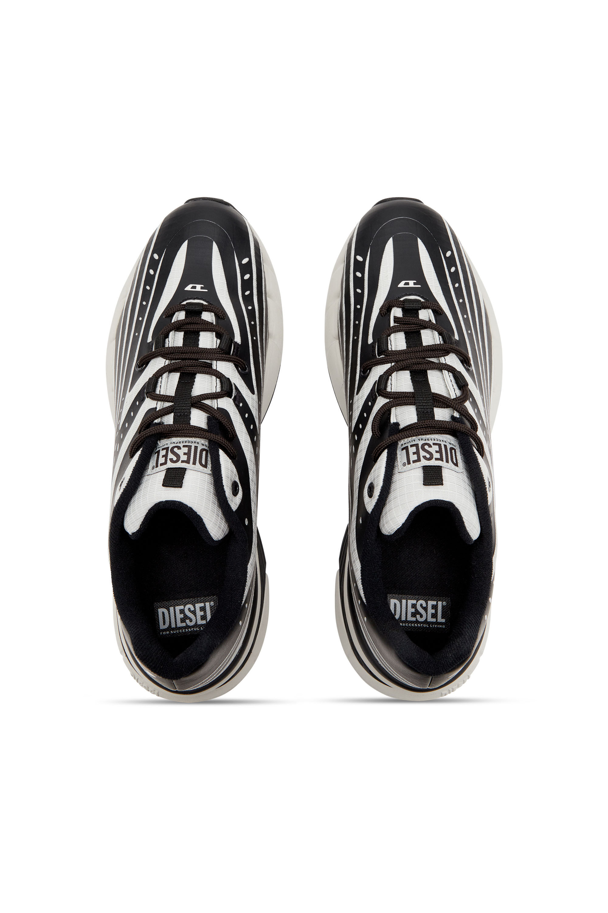 Diesel - D-AIRSPEED LOW, Male's D-Airspeed Low-Striped sneakers in coated ripstop in Black/Grey - 4