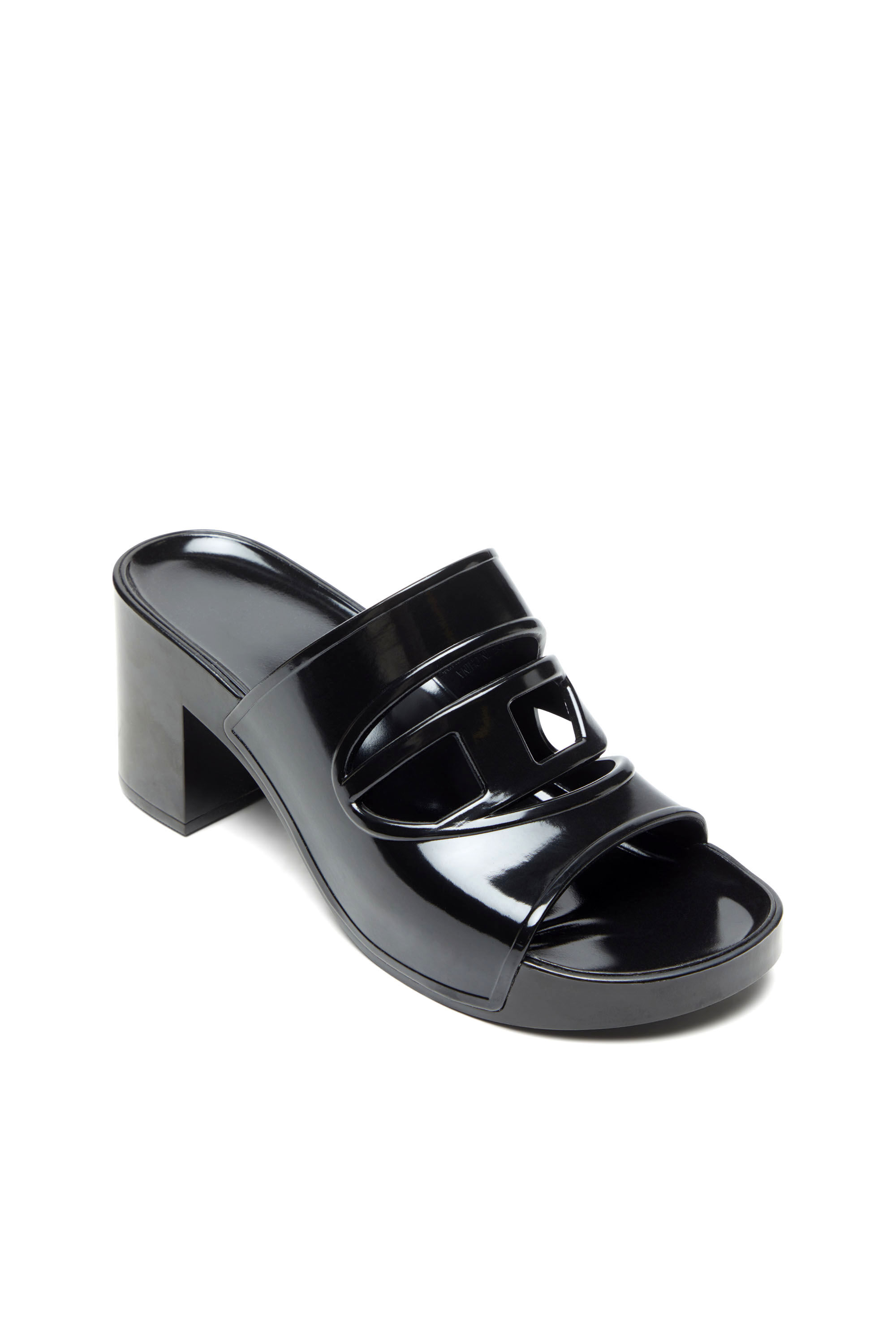 Diesel - SA-BONNIE, Female's Sa-Bonnie-Heeled rubber slides with cut-out logo in Black - 6