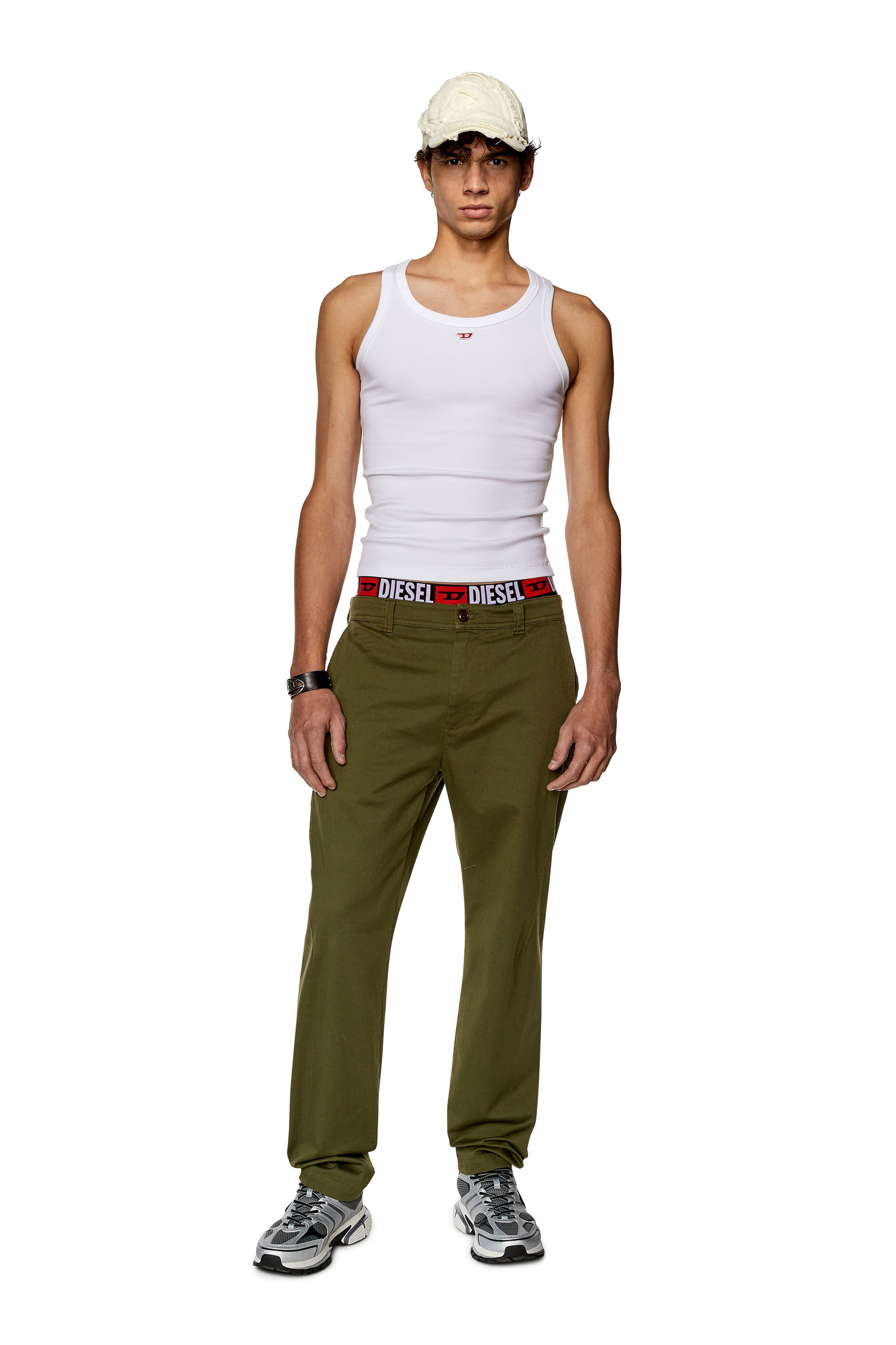 Men's Chino pants in cotton gabardine | Green | Diesel