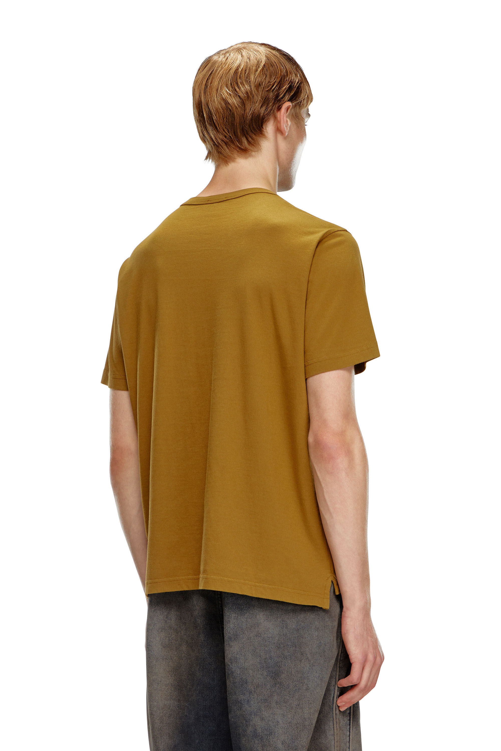 Diesel - T-JUST-OD, Male's T-shirt with injection moulded logo in Brown - 4