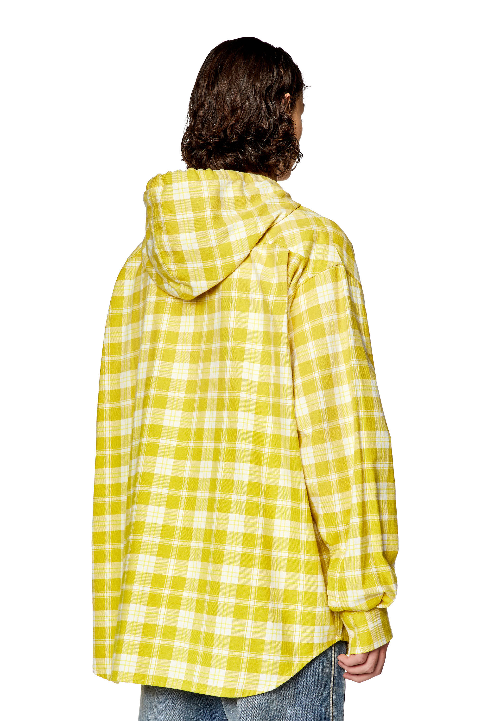 Men s Oversized hooded shirt in tactile flannel S DEWNY HOOD Diesel