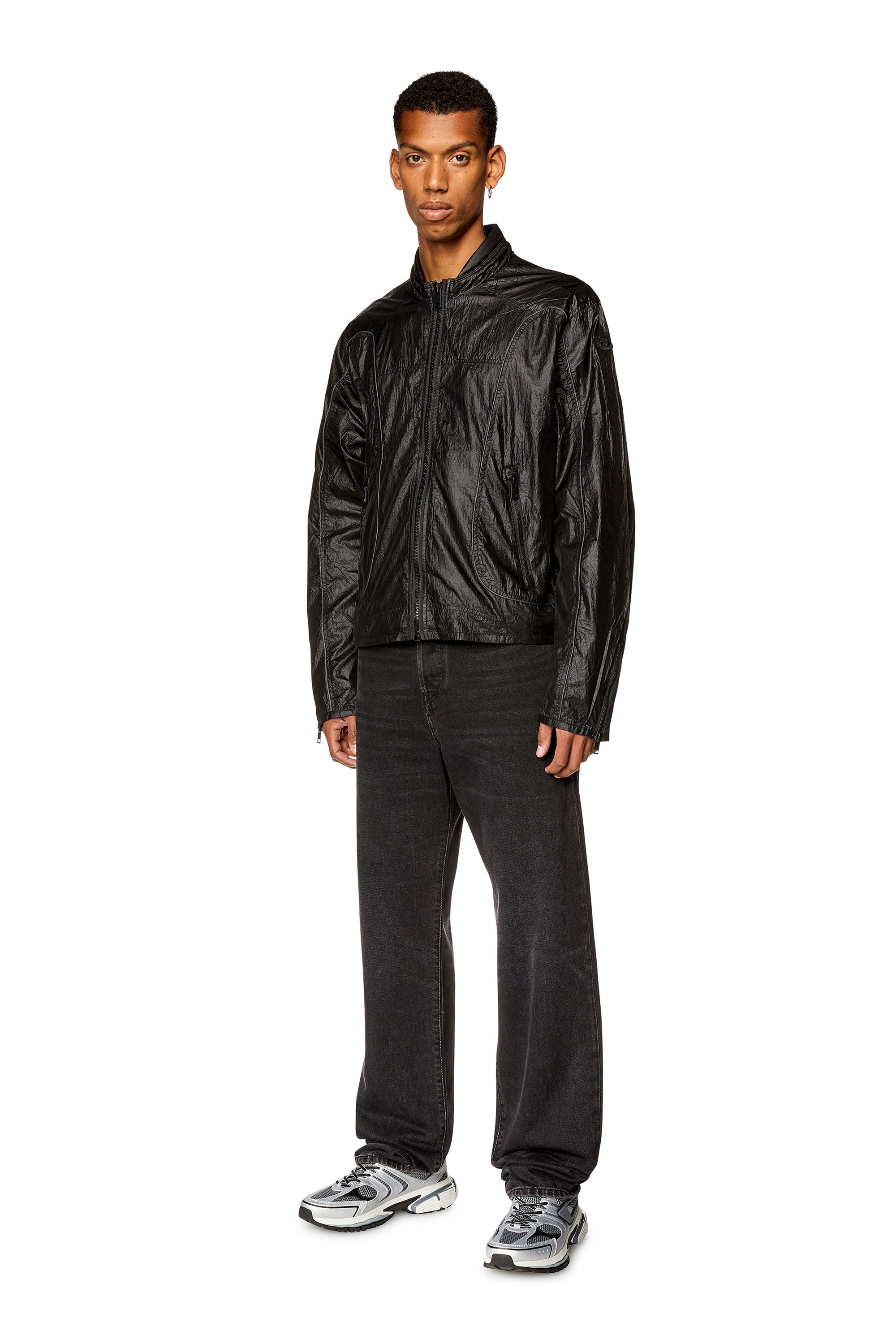 Men's Nylon jacket with contrast detailing | Black | Diesel