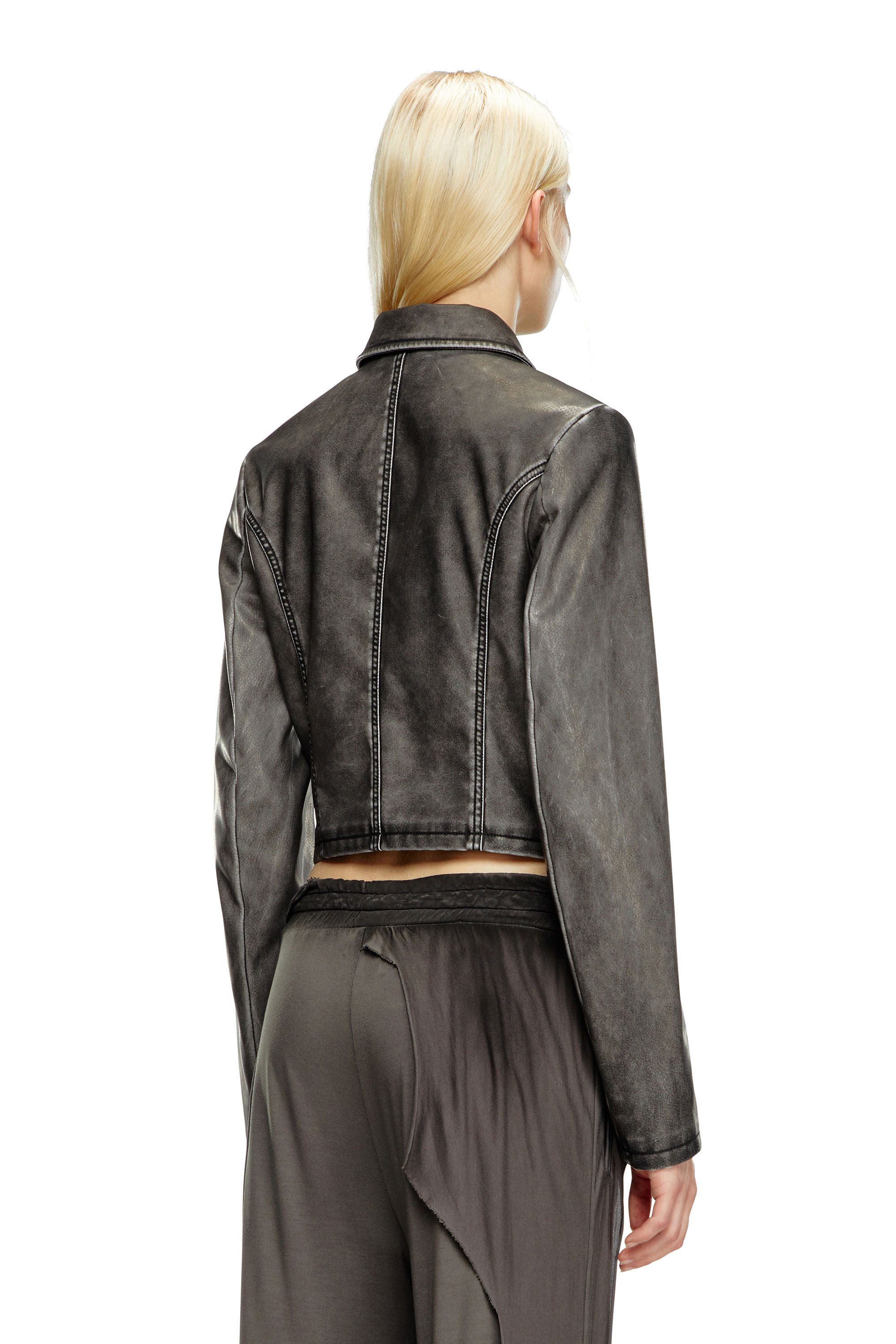 Diesel - G-OTA, Female's Cropped jacket in washed tech fabric in Black - 5