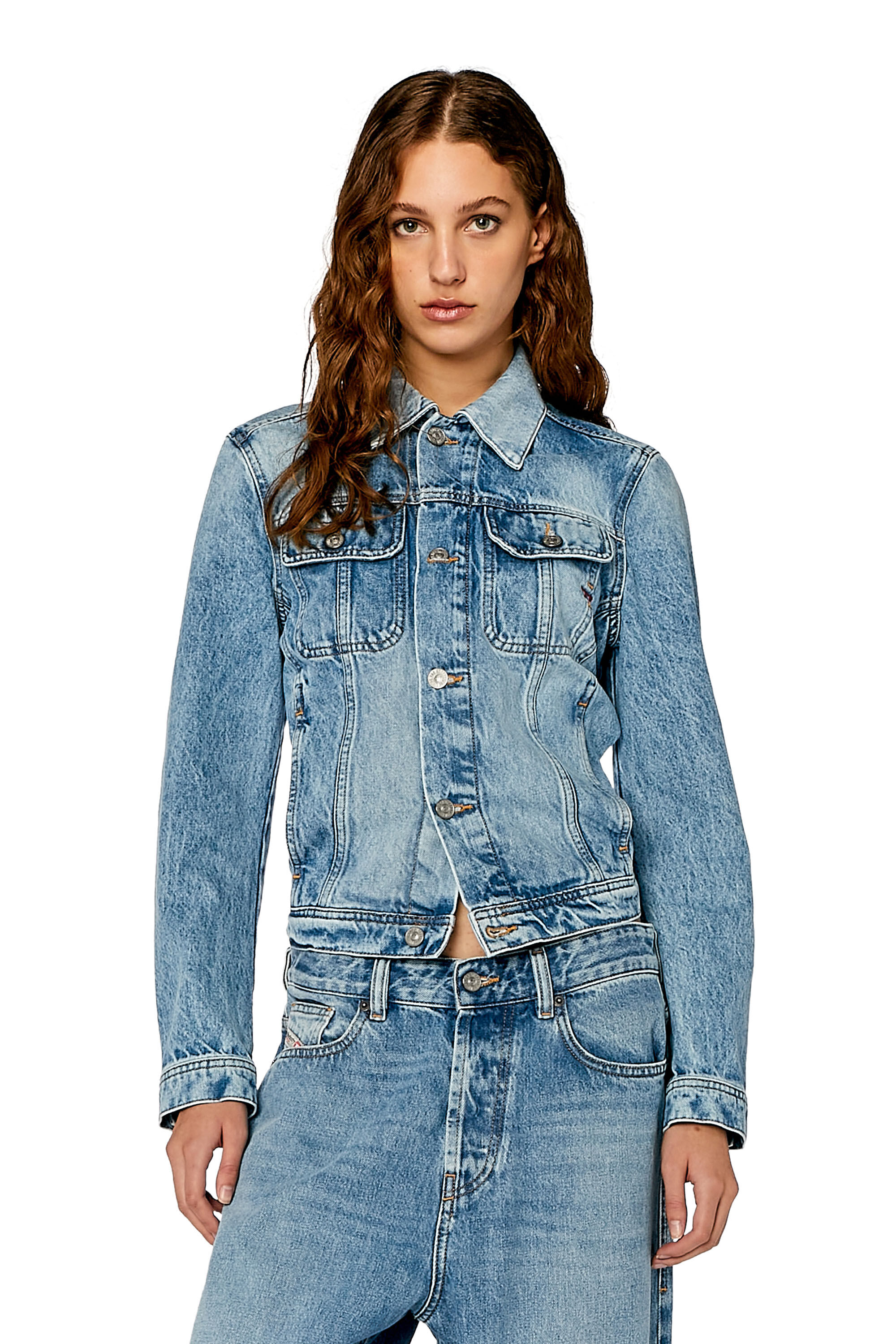 Diesel - DE-BONNY, Female's Trucker jacket in denim in Light Blue - 3