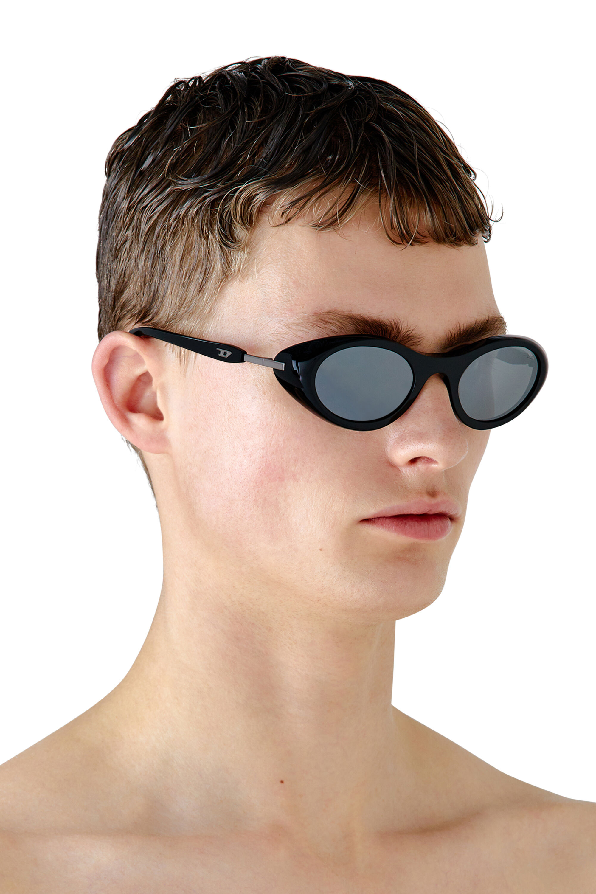 Diesel - 0DL2004, Unisex's Wrap-around shape sunglasses in Black/Flash mirror - 4