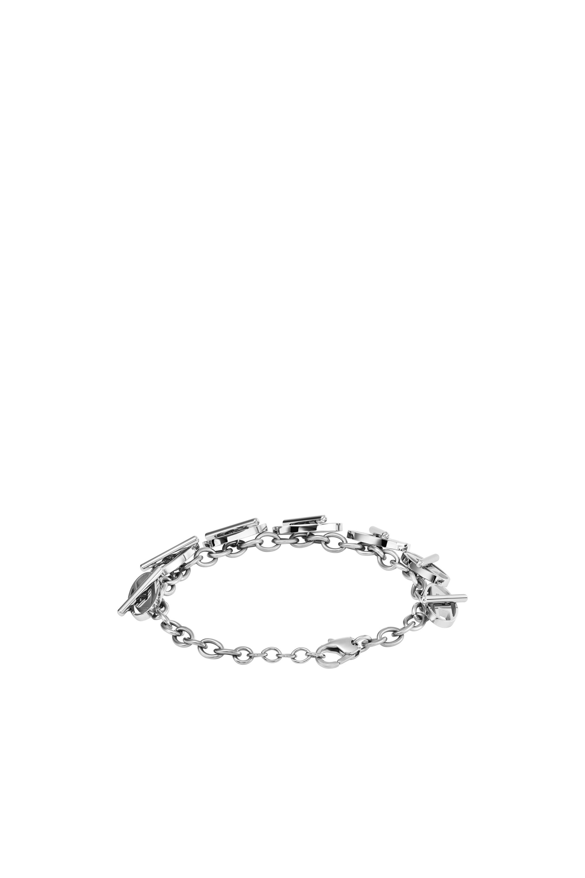 Diesel - DX1436, Bracelet chaîne en acier inoxydable avec logo oval D Mixte in Gris argenté - 2