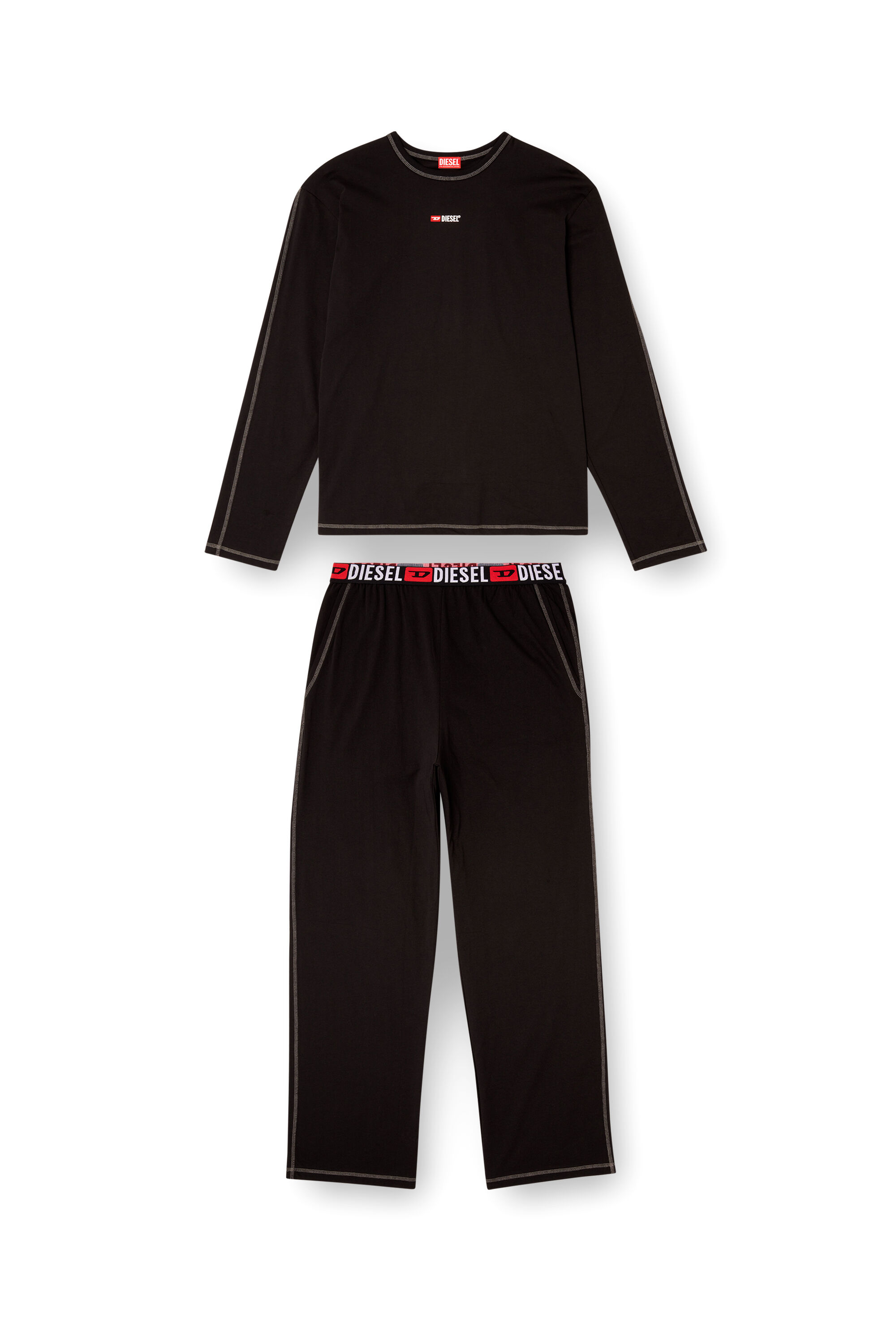 Diesel - SET-NOLAN-D-CORE, Pyjama en jersey de coton Homme in Noir - 4