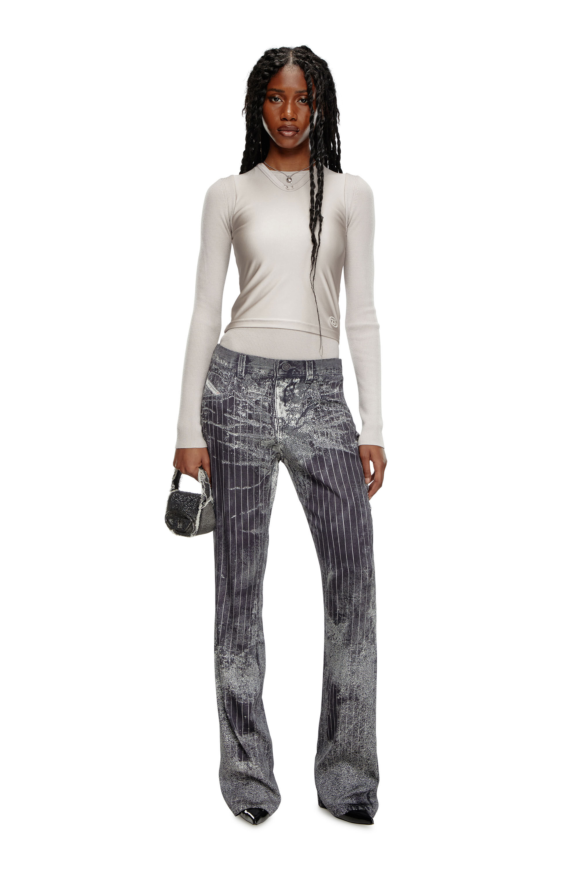 Diesel - M-ROSEL, Top en maille de laine avec superposition débardeur Femme in Gris - 1