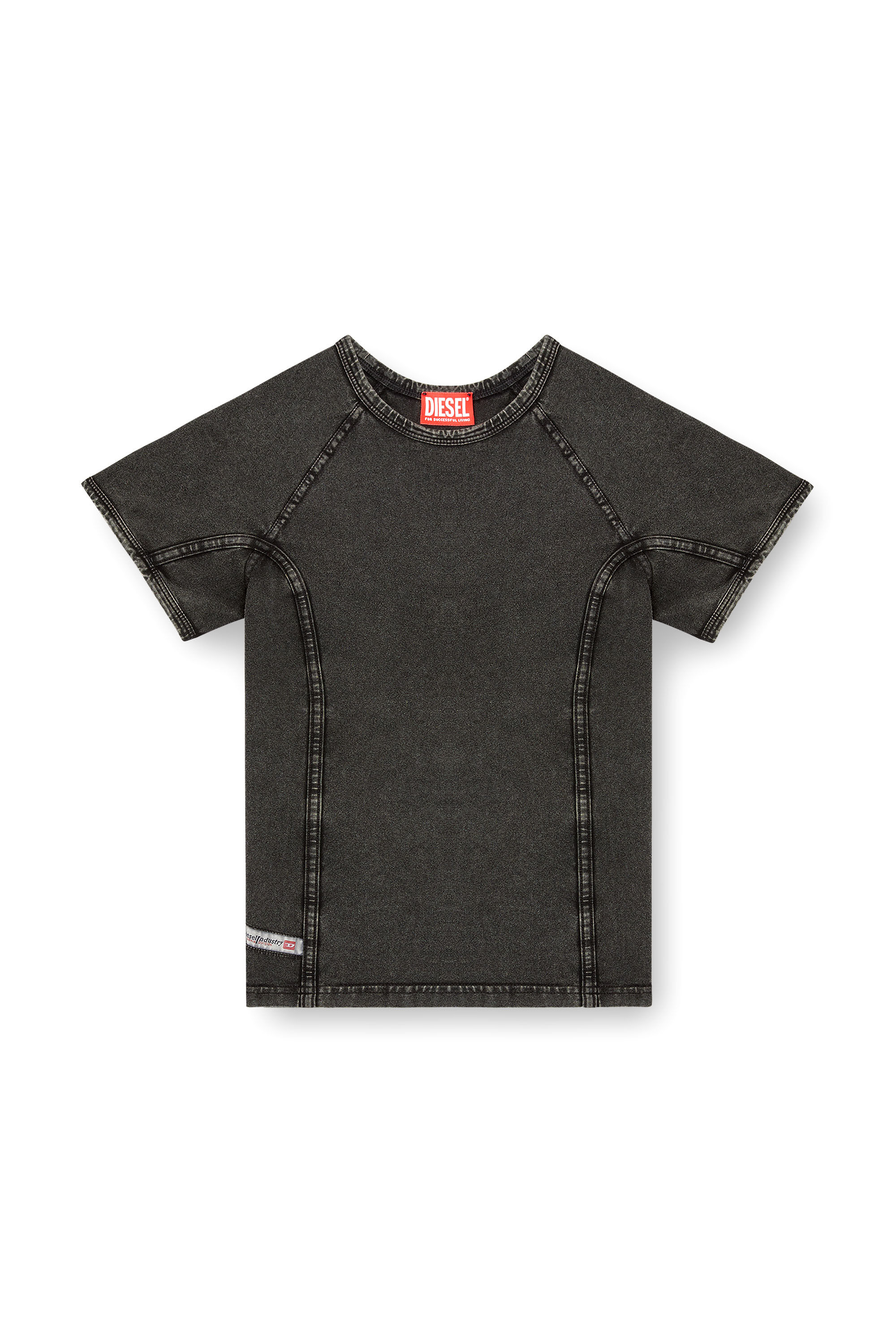 Diesel - T-LYNNE, Female's Denim-effect top in stretch jersey in Black - 2