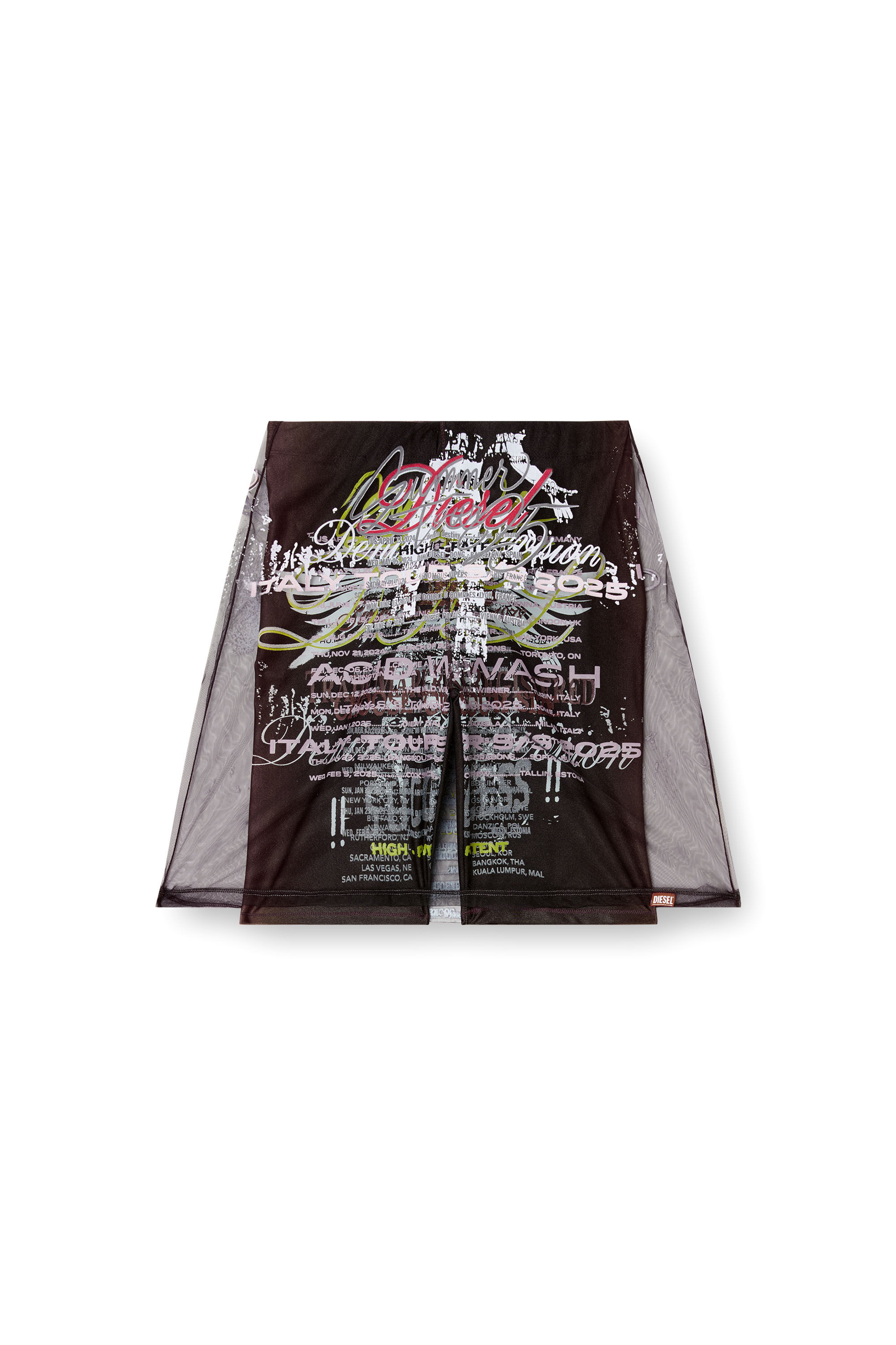 Diesel - O-LYMPIAC-1, Female's Layered skirt with lyrics print in Black - 2