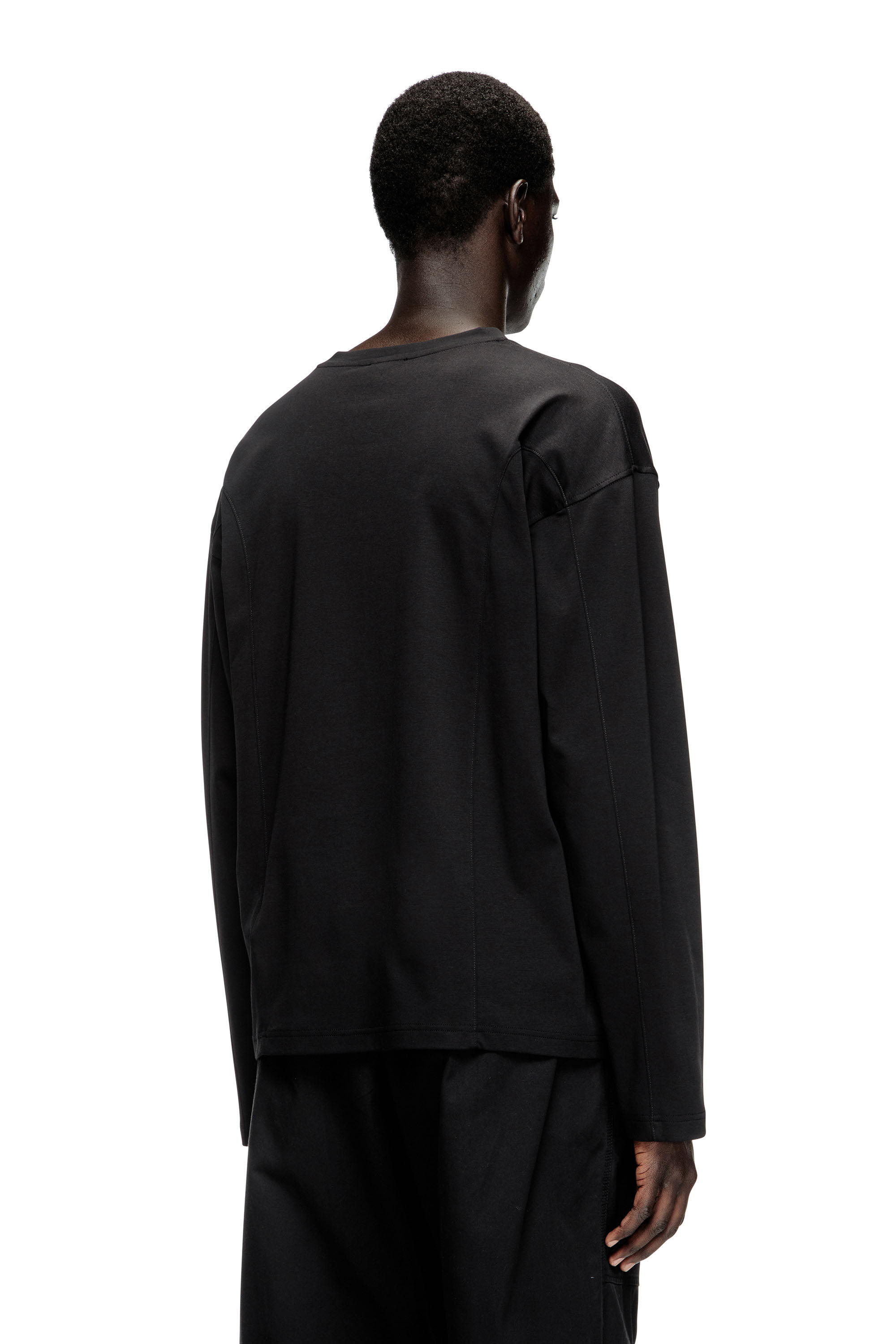 Diesel - T-BOXT-LS-INT, Male's Long-sleeve T-shirt with panels in Black - 4