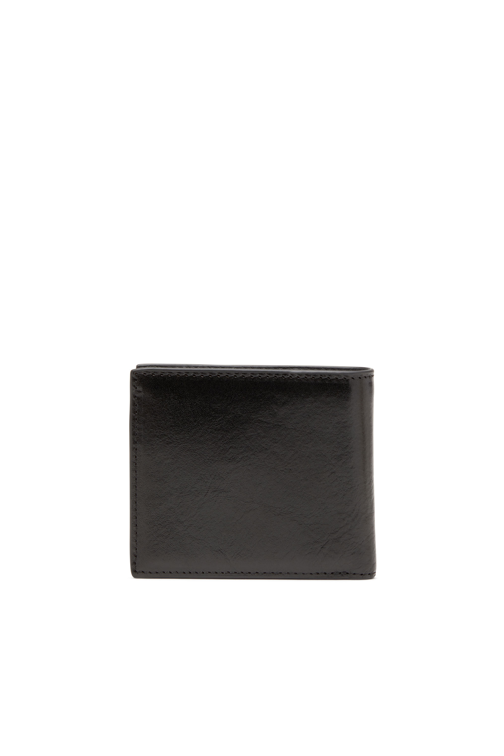 Diesel - RAVE BI-FOLD COIN S, Male's Leather bi-fold wallet with red D plaque in Black - 2