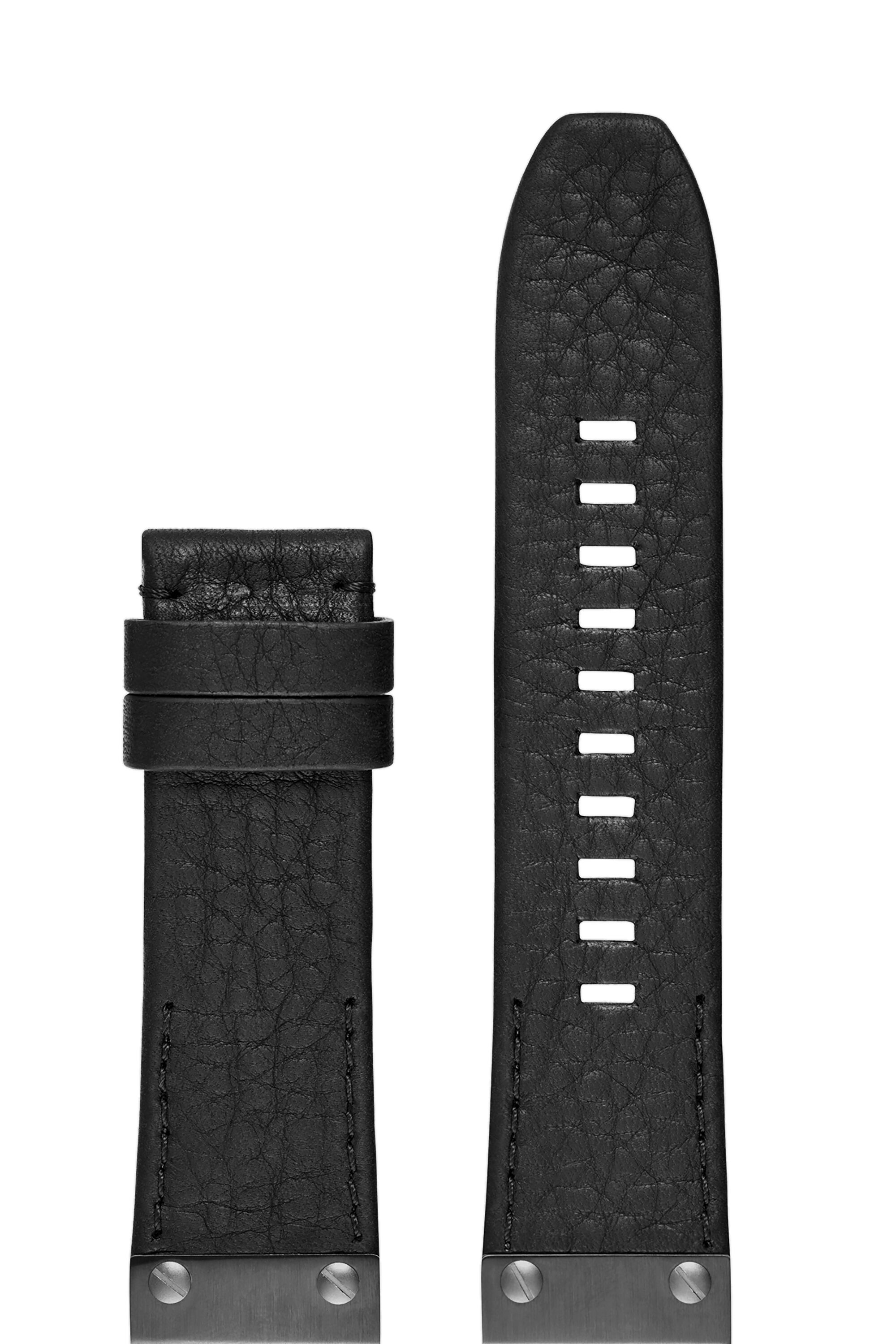 Diesel - DZT0006, Bracelet deux pièces en cuir et placage ionique gris plomb Homme in Noir - 1