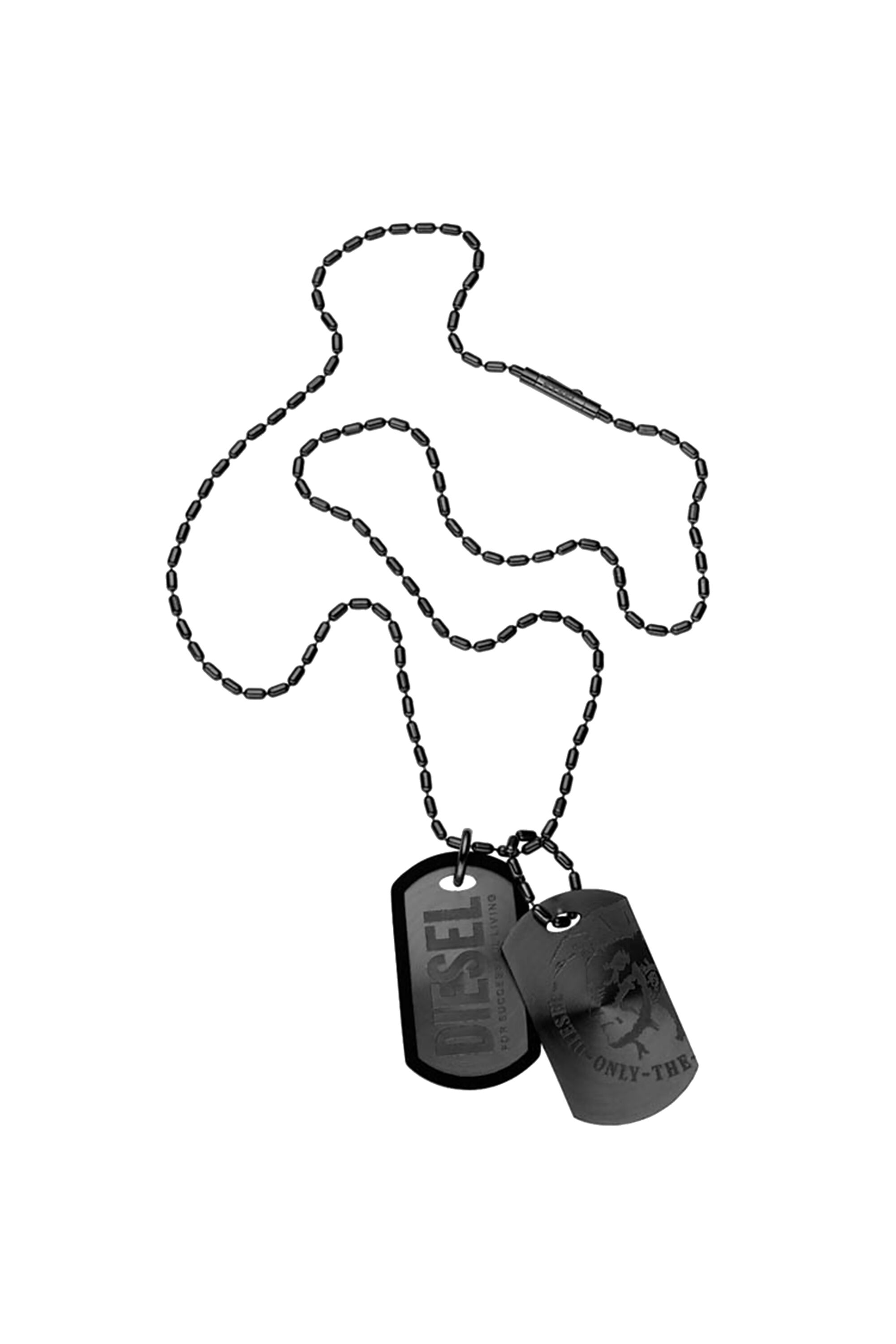 Diesel - DX0014, Male's Gunmetal stainless steel double dog tag necklace in Black - 1