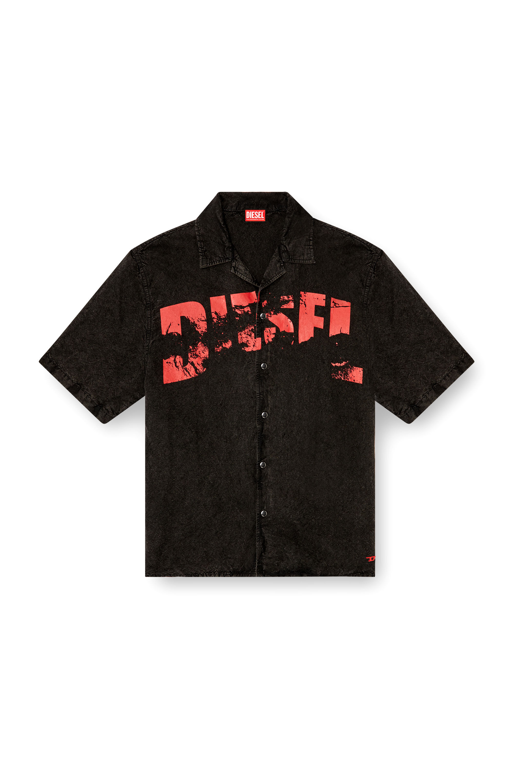 Diesel - CHARLES-D-POP, Male's Beach shirt in linen blend in Black - 4