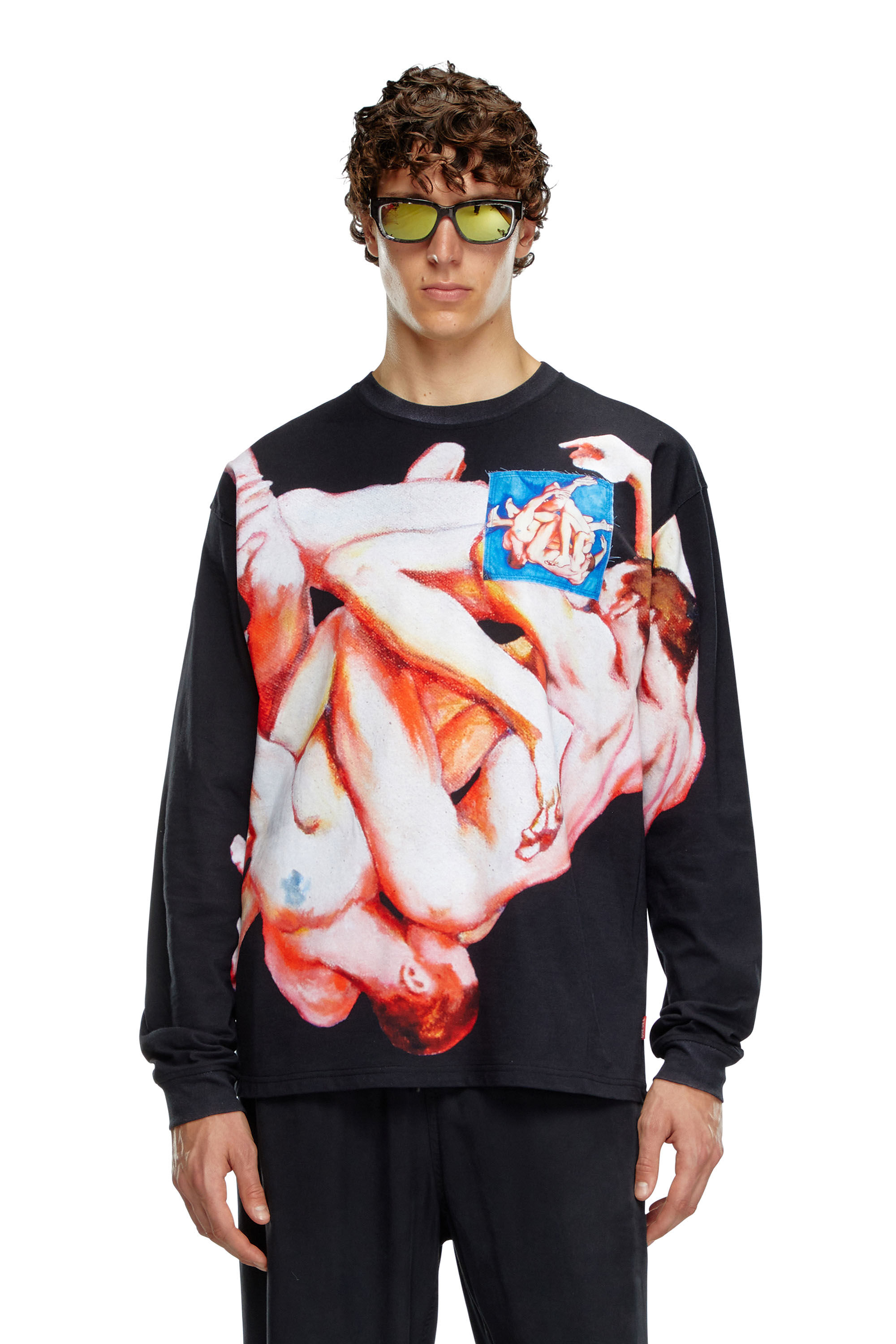 Women's Long-sleeve T-shirt with print and patches | Black