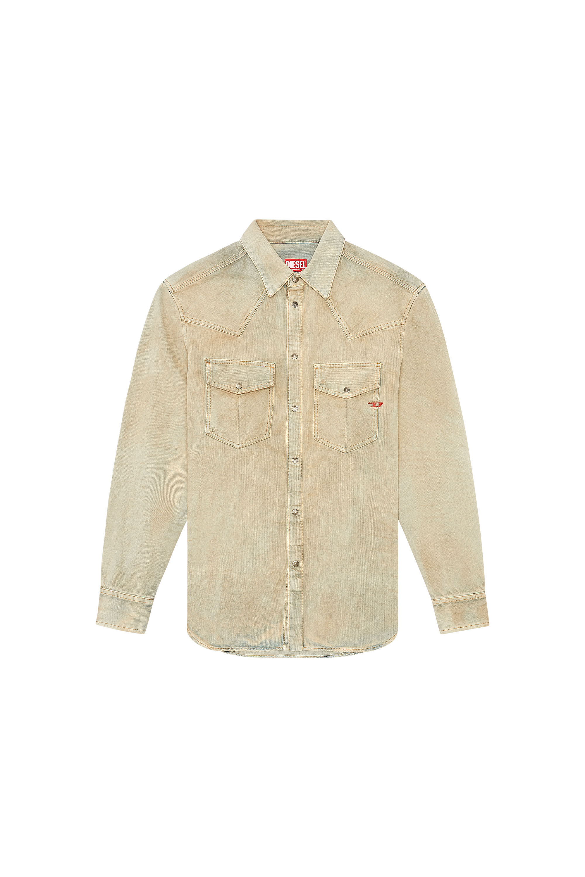 Diesel - D-OCEAN, Chemise Western en denim vieilli Homme in Beige - 1