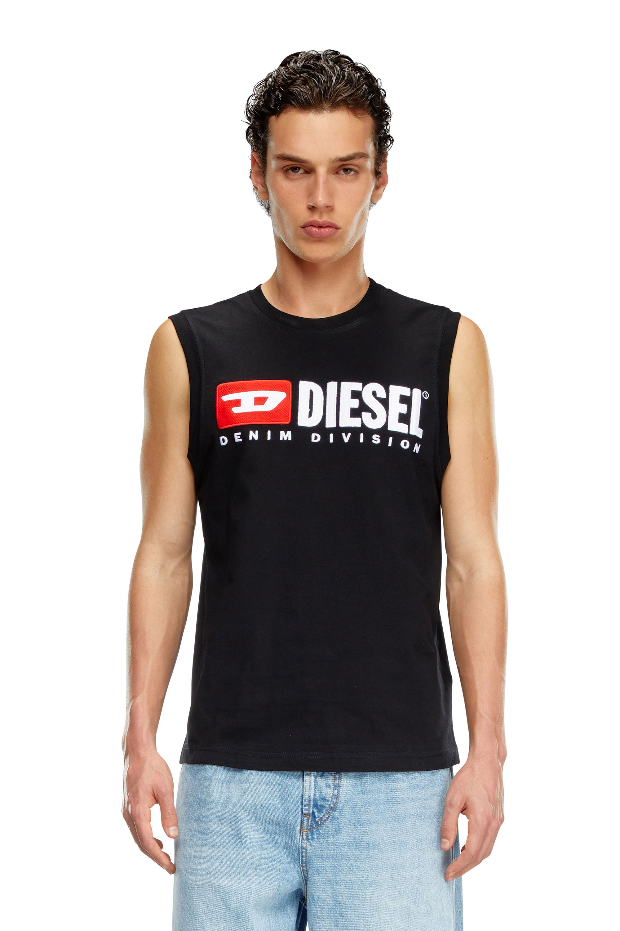 Diesel - T-ISCO-DIV, Homme Débardeur avec logo imprimé sur le devant in Noir - Image 4