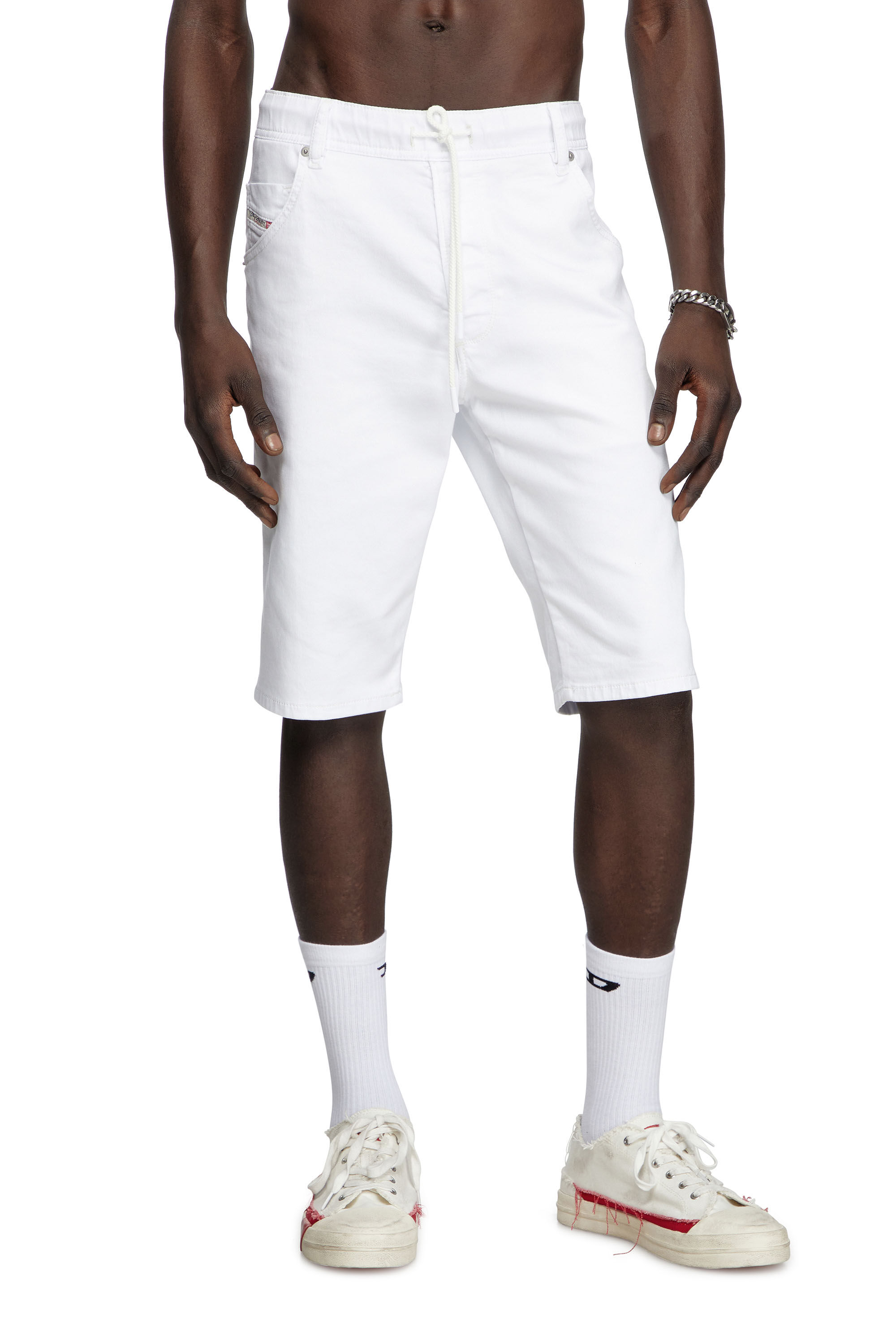 Diesel - D-KROOSHORT JOGGJEANS, Short slim en JoggJeans® uni Homme in Blanc - 1