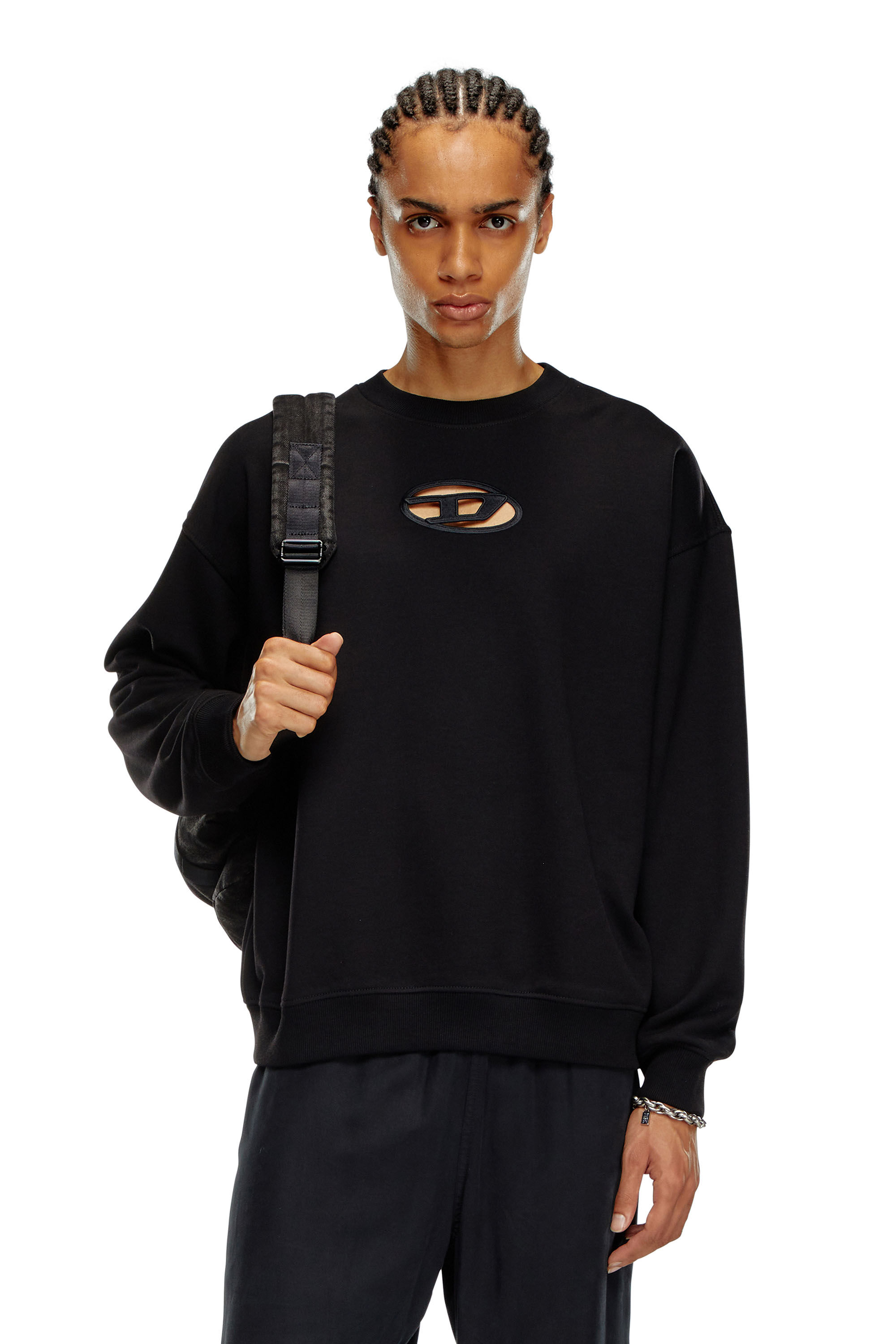 Diesel - S-BOXT-OD, Male's Sweatshirt with cut-out Oval D logo in Black - 3