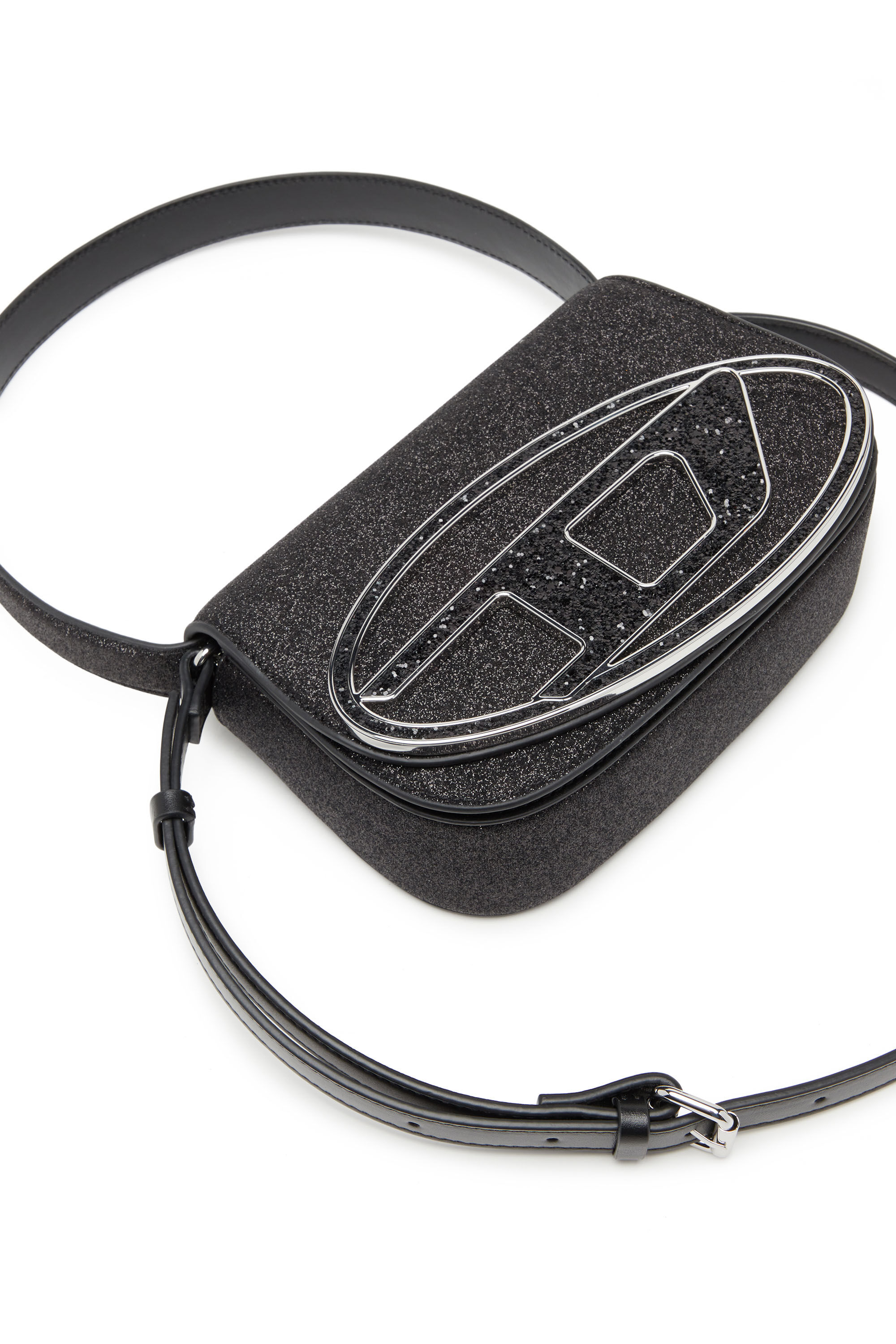 激安アウトレット通販 レディース Women's 1DR-Iconic shoulder bag in glitter fabric | Black バッグ