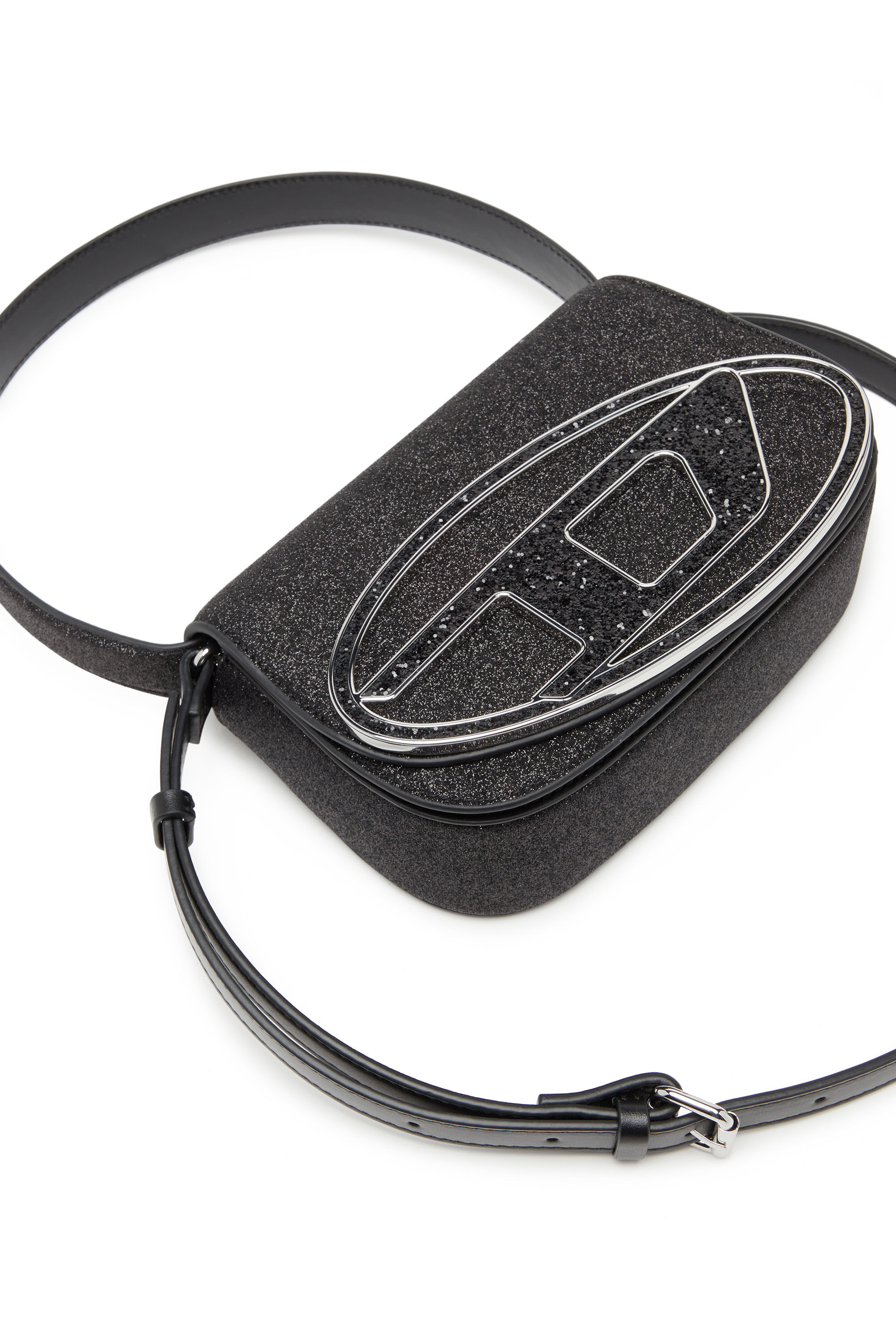 Diesel - 1DR, Female 1DR-Iconic shoulder bag in glitter fabric in Black - Image 5