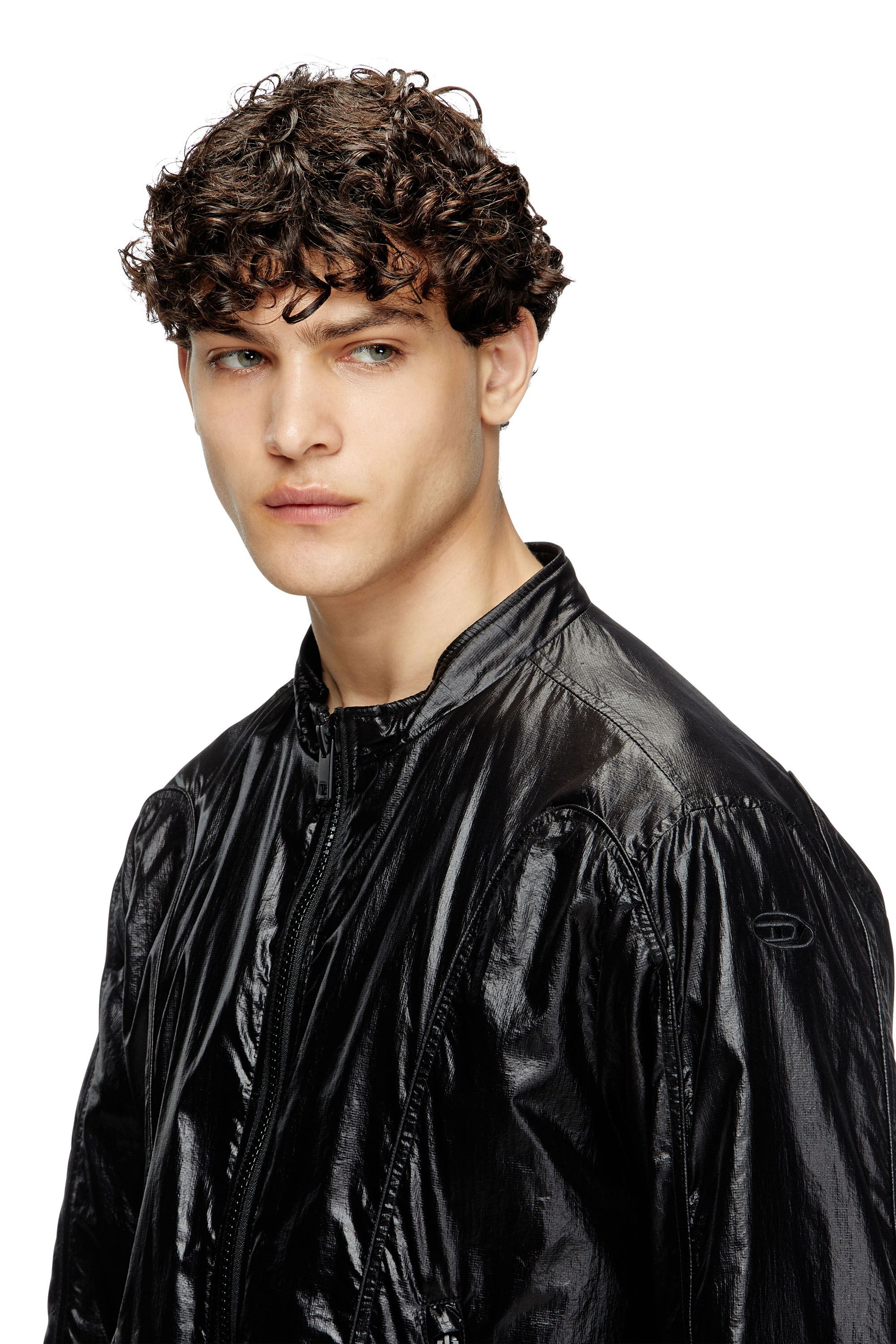 Diesel - J-CLAYS, Veste biker en ripstop brillant Homme in Noir - 4