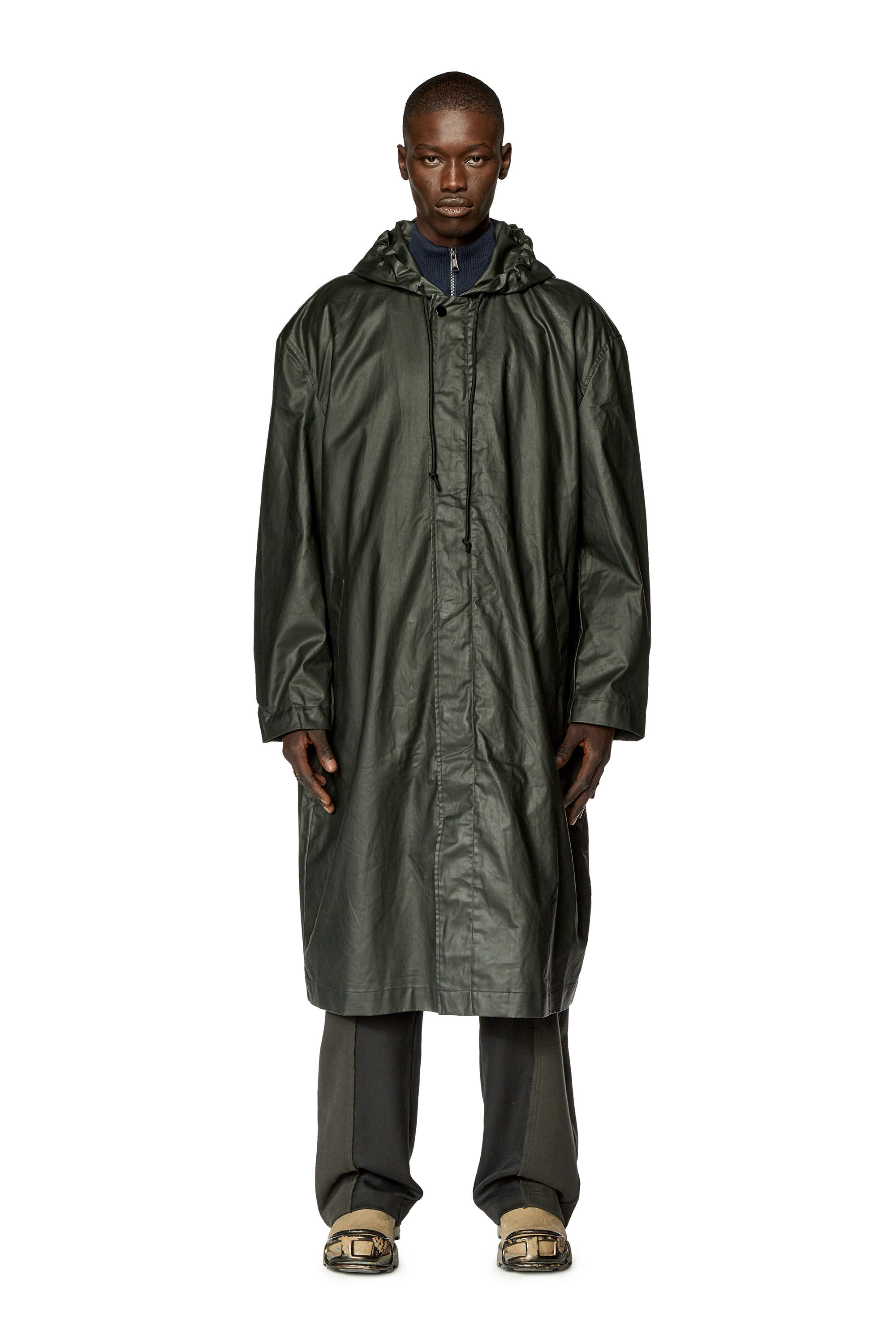 レビュー高評価のおせち贈り物 coated in jacket Long Men's cotton Diesel | Black | twill ジャケット・アウター