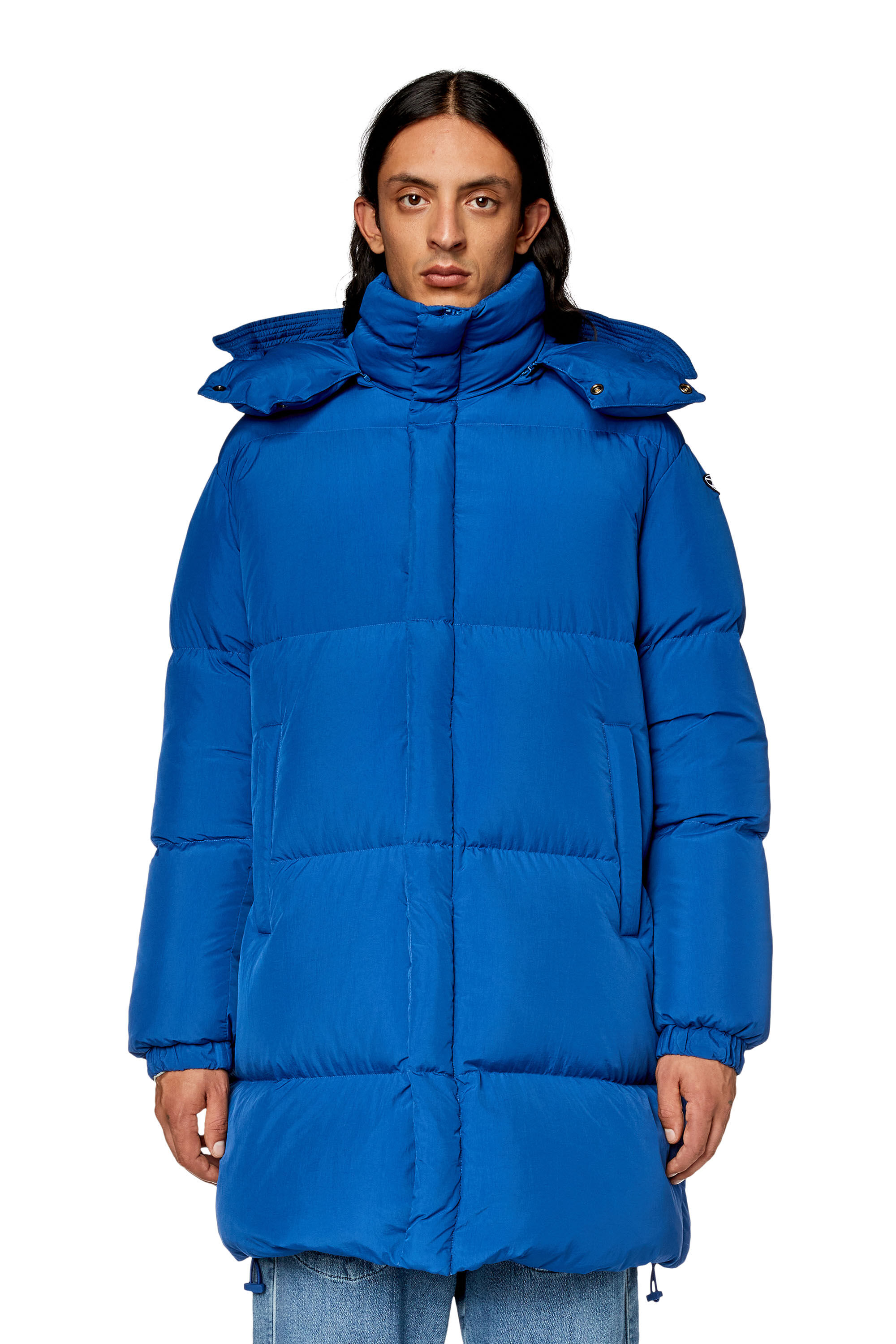 Diesel - W-ROLFYS-LONG, Male's Down coat with ViralOff® treatment in Blue - 5