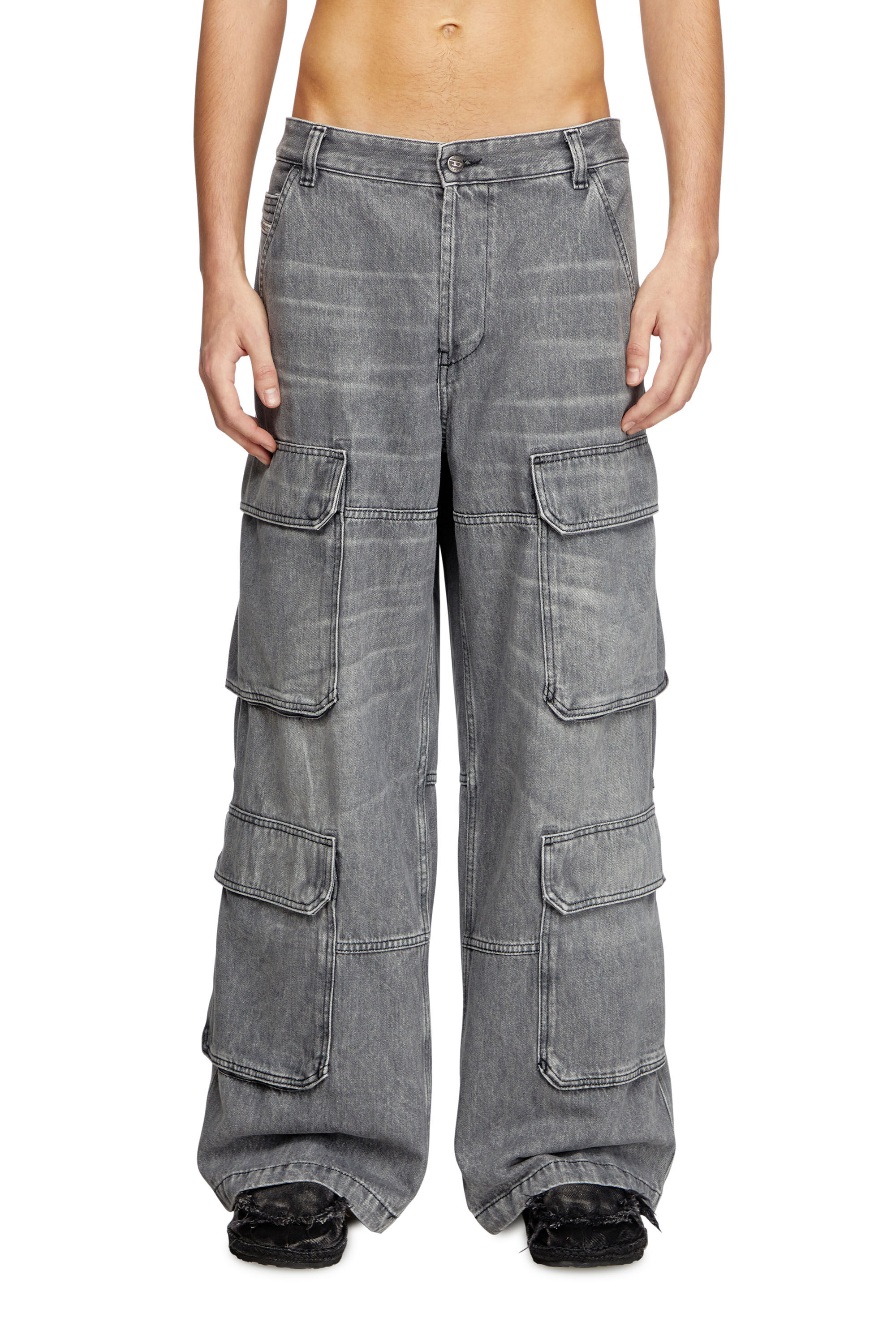 Diesel - Relaxed Jeans D-Touch 0DCBE Homme, Gris Clair - Image 3