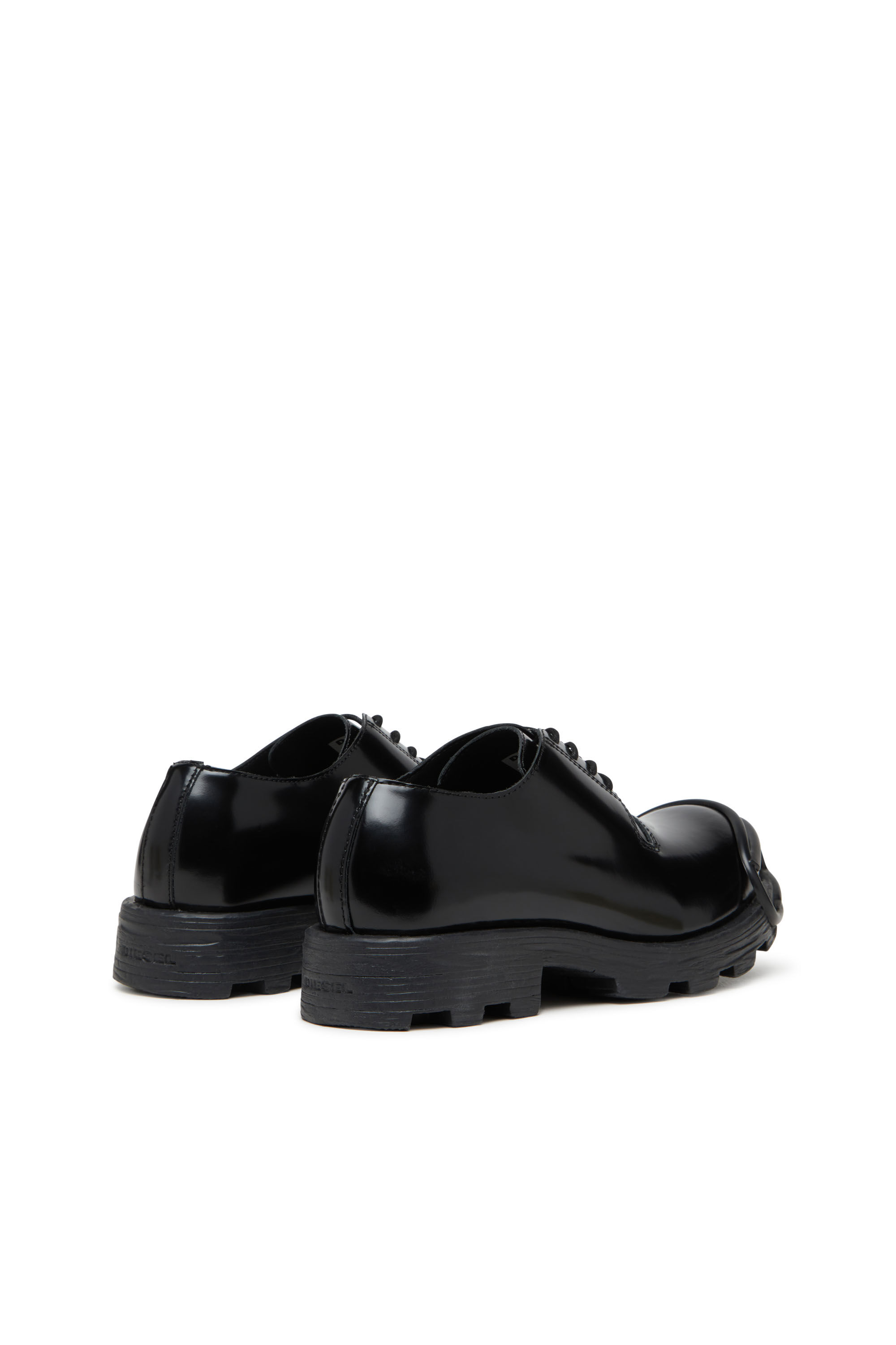 Diesel - D-HAMMER SO D, Male's D-Hammer-Leather lace-up shoes with oval D toe cap in Opaque Black - 3
