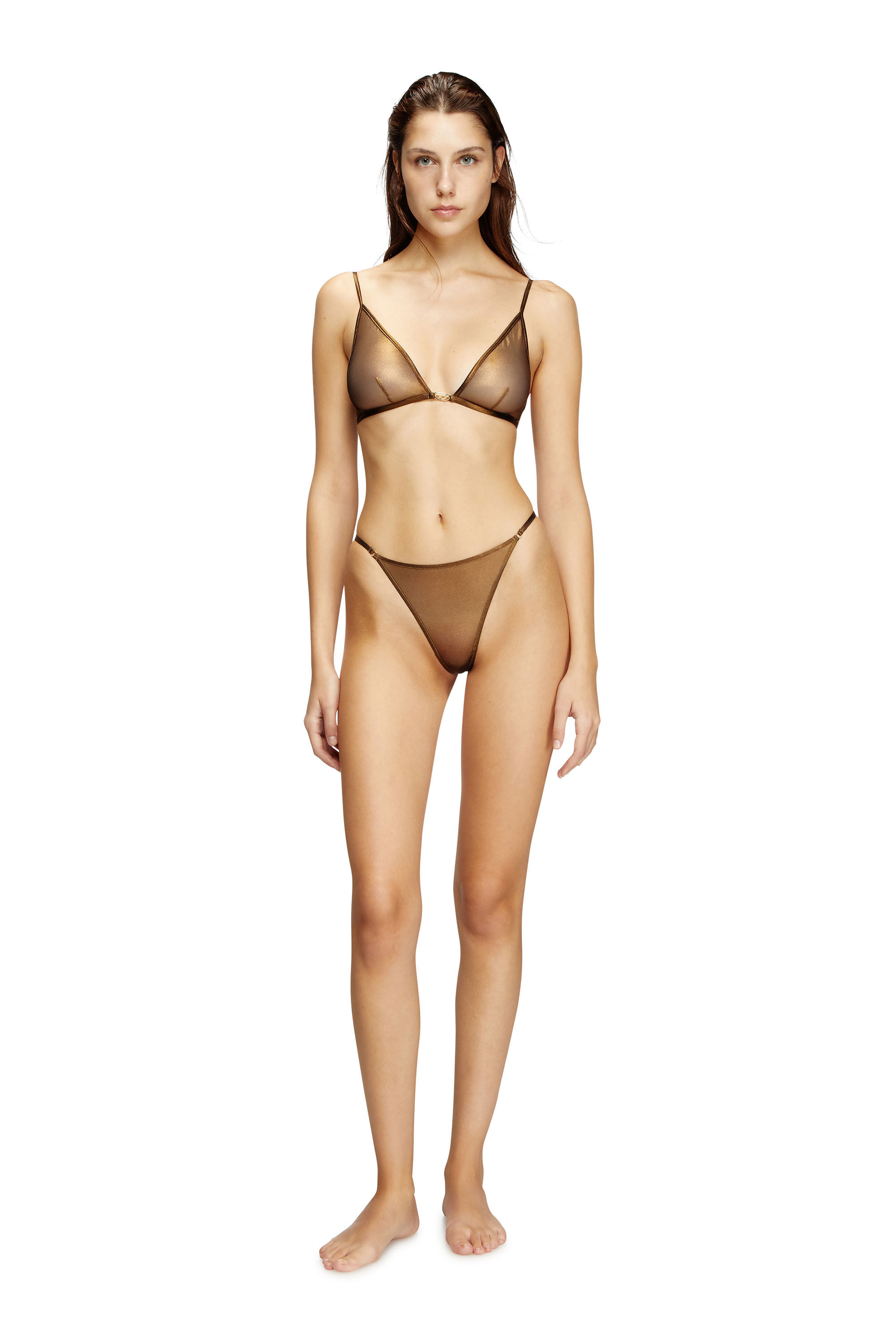 Diesel - D-STRING-GFT, String transparent avec détail Oval D Femme in Doré - 2
