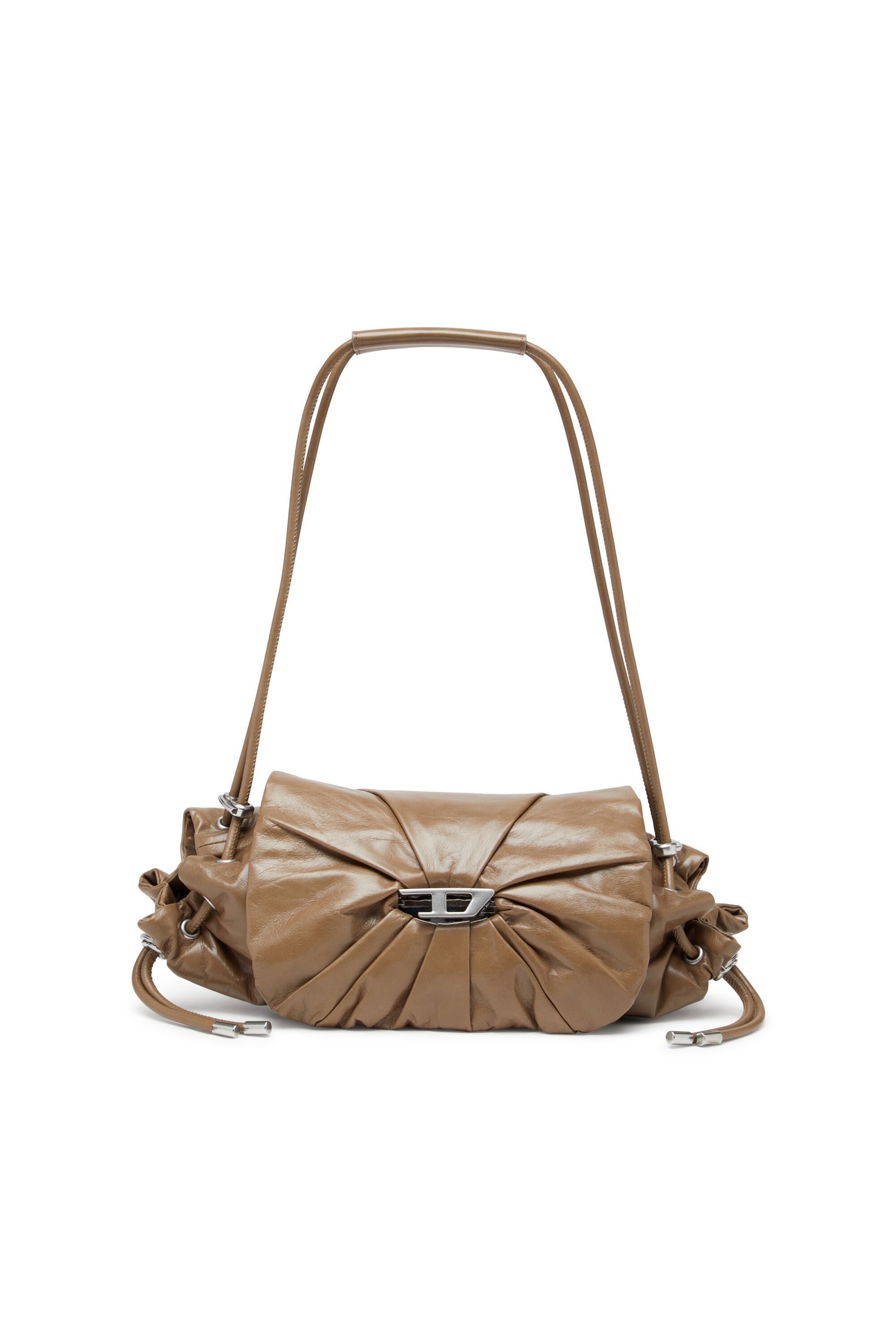 Diesel - SCRUNCH-D SHOULDER S, Scrunch-D S-Sac à bandoulière en cuir froissé Femme in Marron - 1